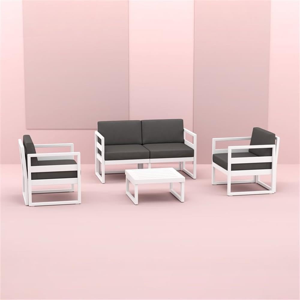 Modern White Mykonos Square Coffee Table - Stylish Living Room Centerpiece for Home Decor & Small Spaces