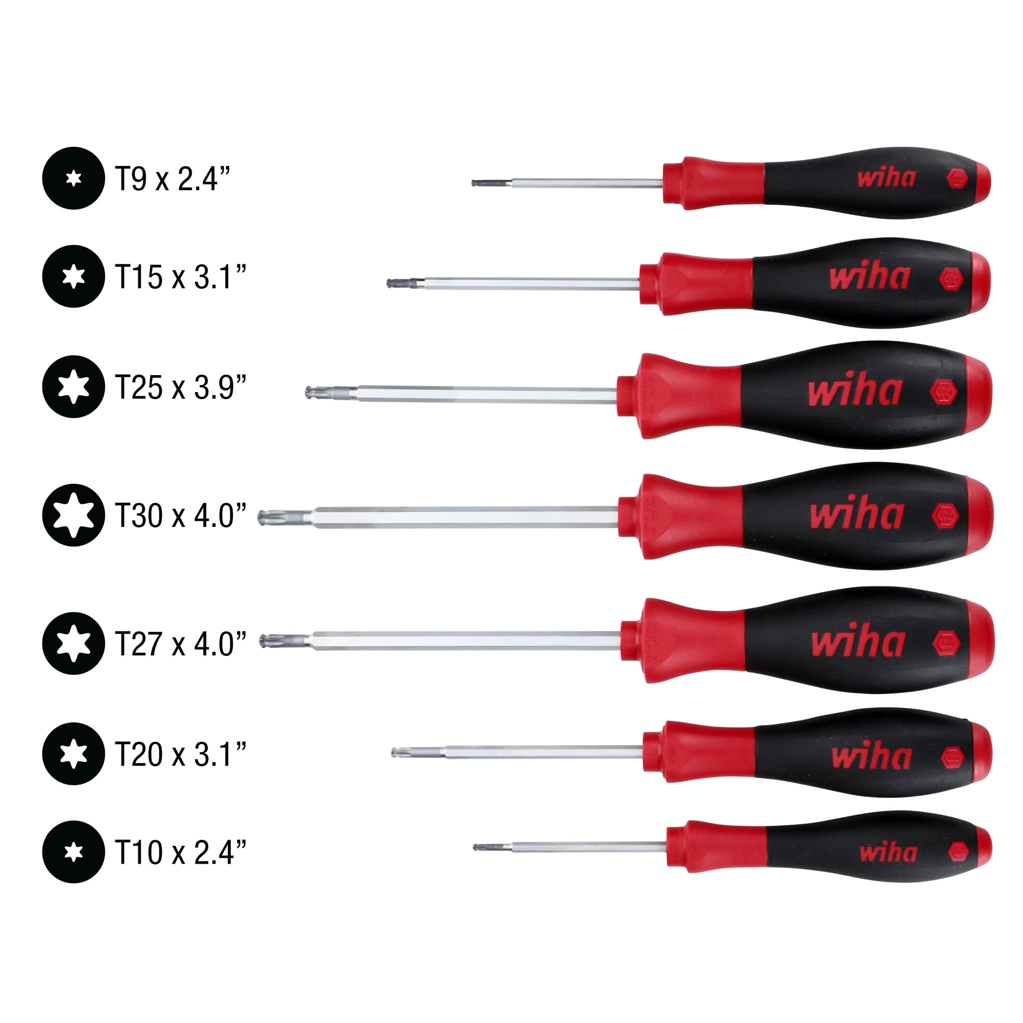 Wiha 36121 7-Piece Ball End Torx Screwdriver Set with SoftFinish Handle - Perfect for Electronics, Automotive & DIY Home Repairs