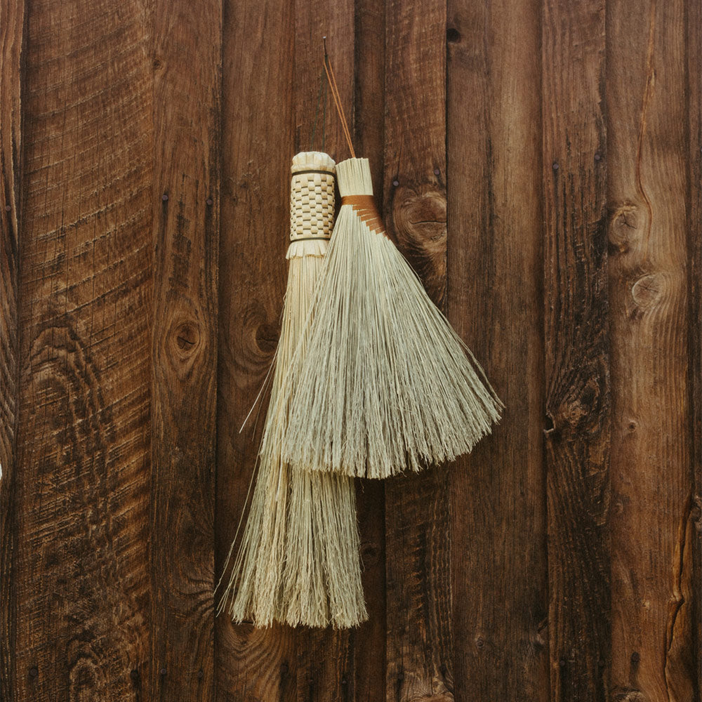 Premium Large Braided Hand Broom - Natural Broomcorn Bristles for Indoor/Outdoor Cleaning - Perfect for Hardwood Floors, Patios & Fireplace Ash Cleanup