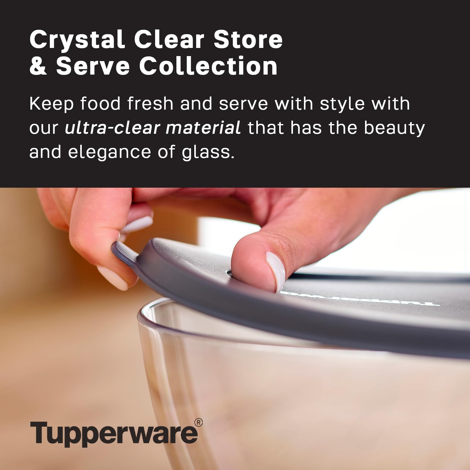 Tupperware Crystal Clear Store & Serve Collection 25.25 Cup Tritan/Copolyester Bowl - BPA Free, Dishwasher Safe Food Storage Container (6 Liter) - Perfect for Meal Prep, Leftovers & Party Serving