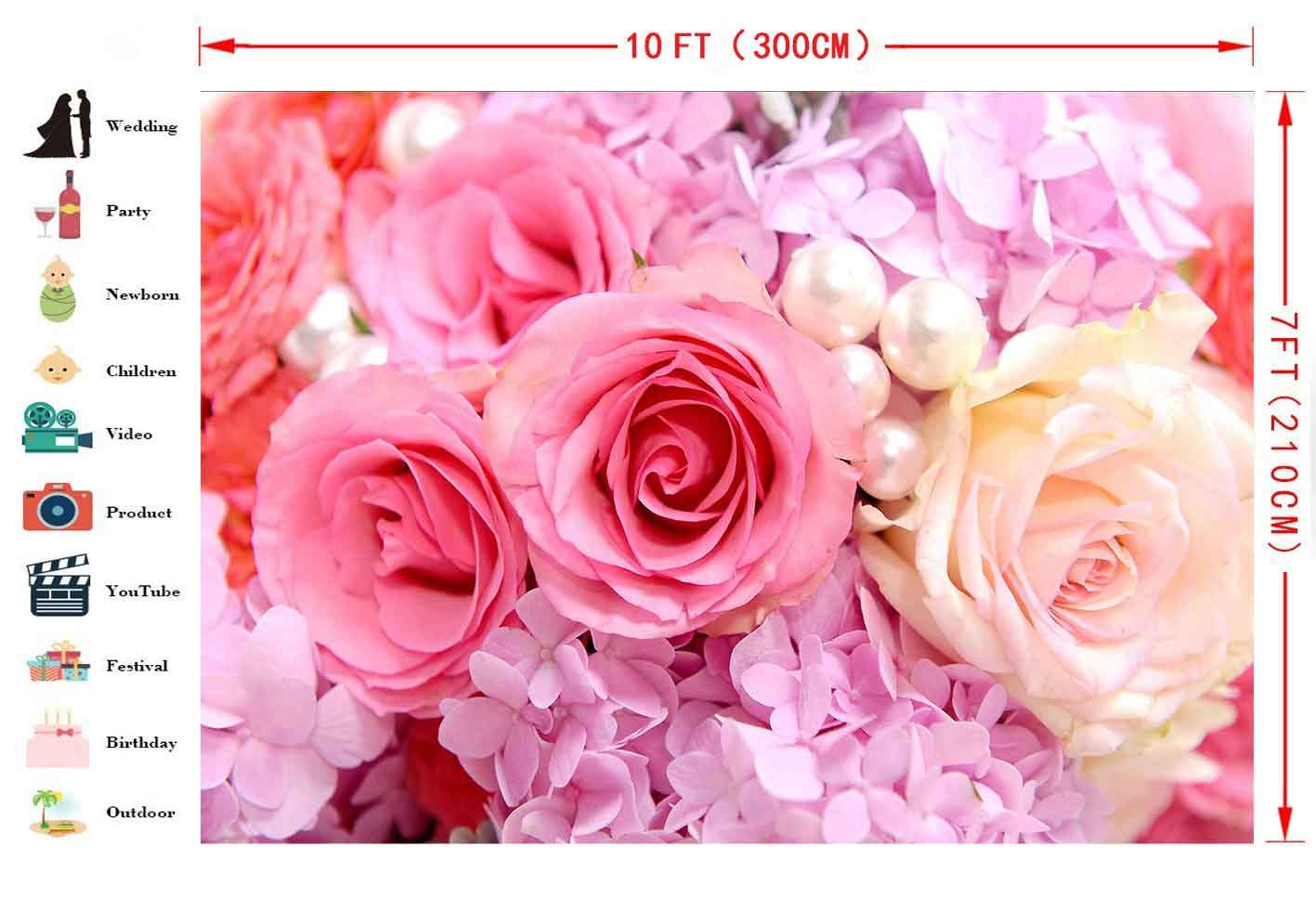 10x7ft Floral Pearl Photography Backdrop - Elegant Bridal Wedding Shower Background, Themed Party Wallpaper, Photo Booth Props for Baby Shower & Birthday Decor (LXFH593)