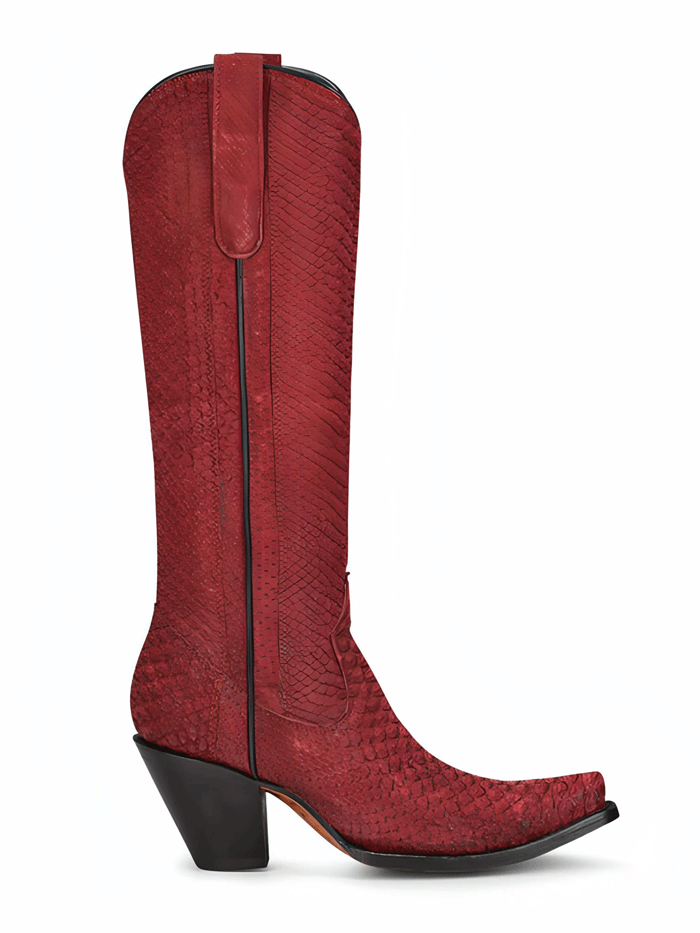 A4194 Women's Red Python Western Boots - Stylish Cowgirl Boots for Rodeo, Country Dancing & Fashion Outfits