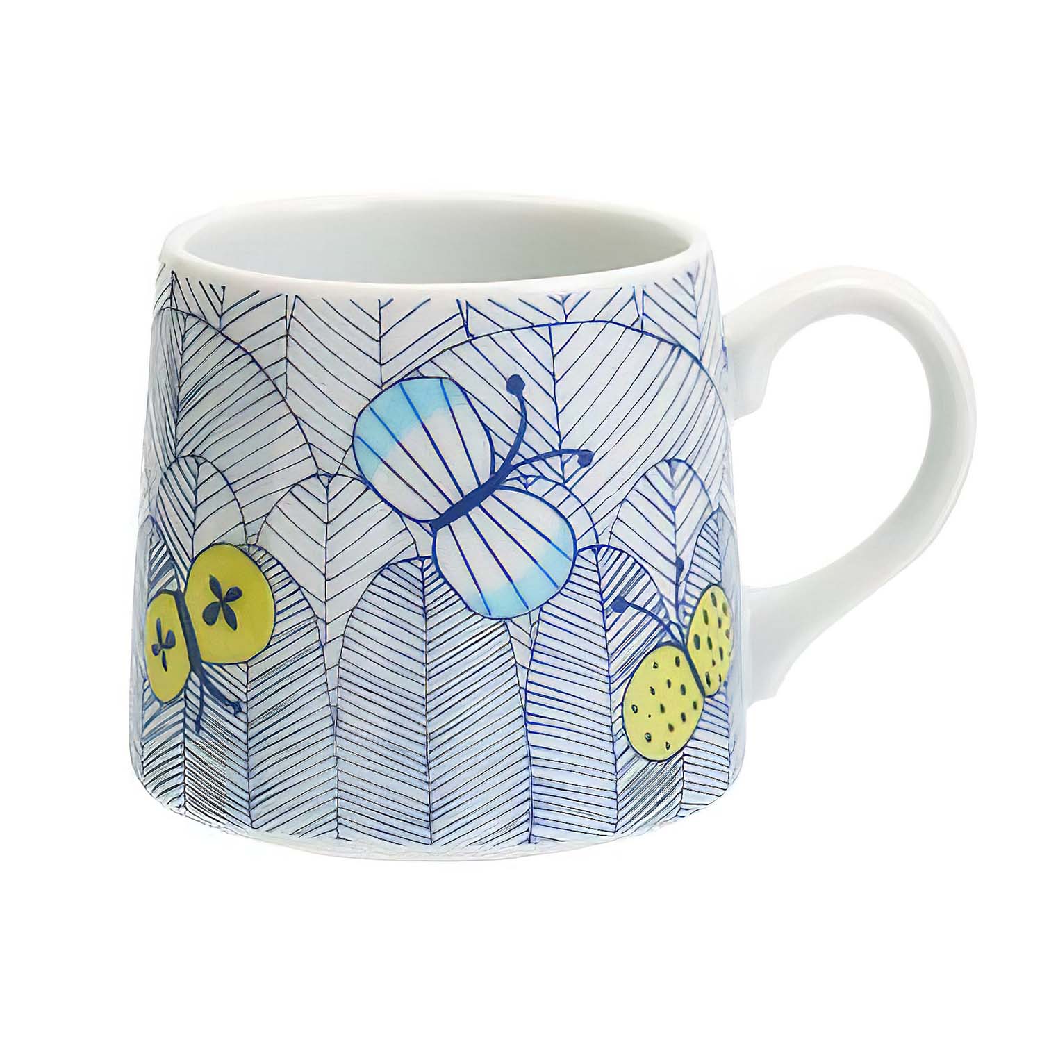 Harekutani Porcelain Butterfly Mug - Elegant Floral Tea Cup with Handle, Perfect for Coffee, Tea & Hot Drinks - Ideal Gift for Home, Office & Garden Use