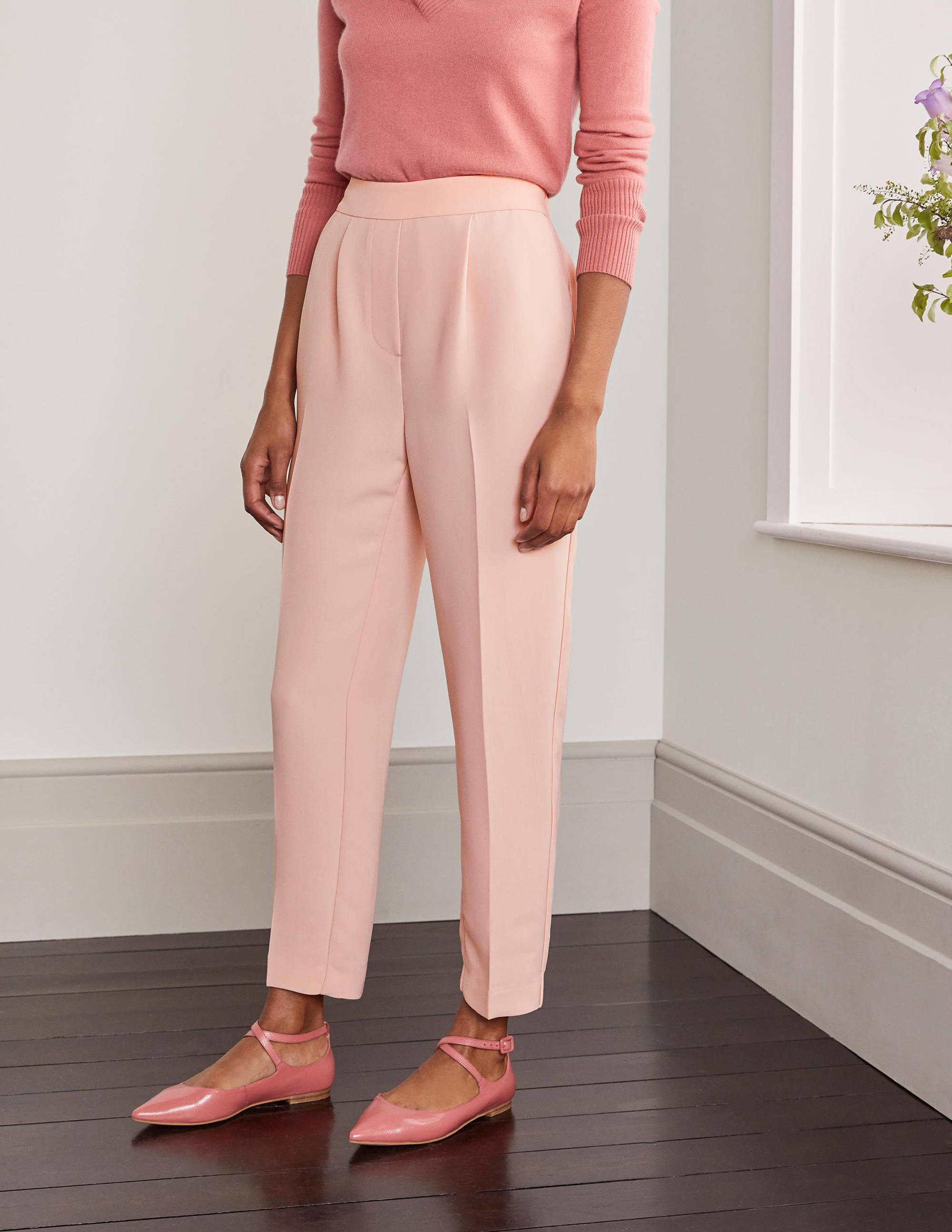Albemarle Women's Pull On Pants - Stretch Comfortable Casual Trousers for Work, Travel & Lounge Wear - Milkshake Color