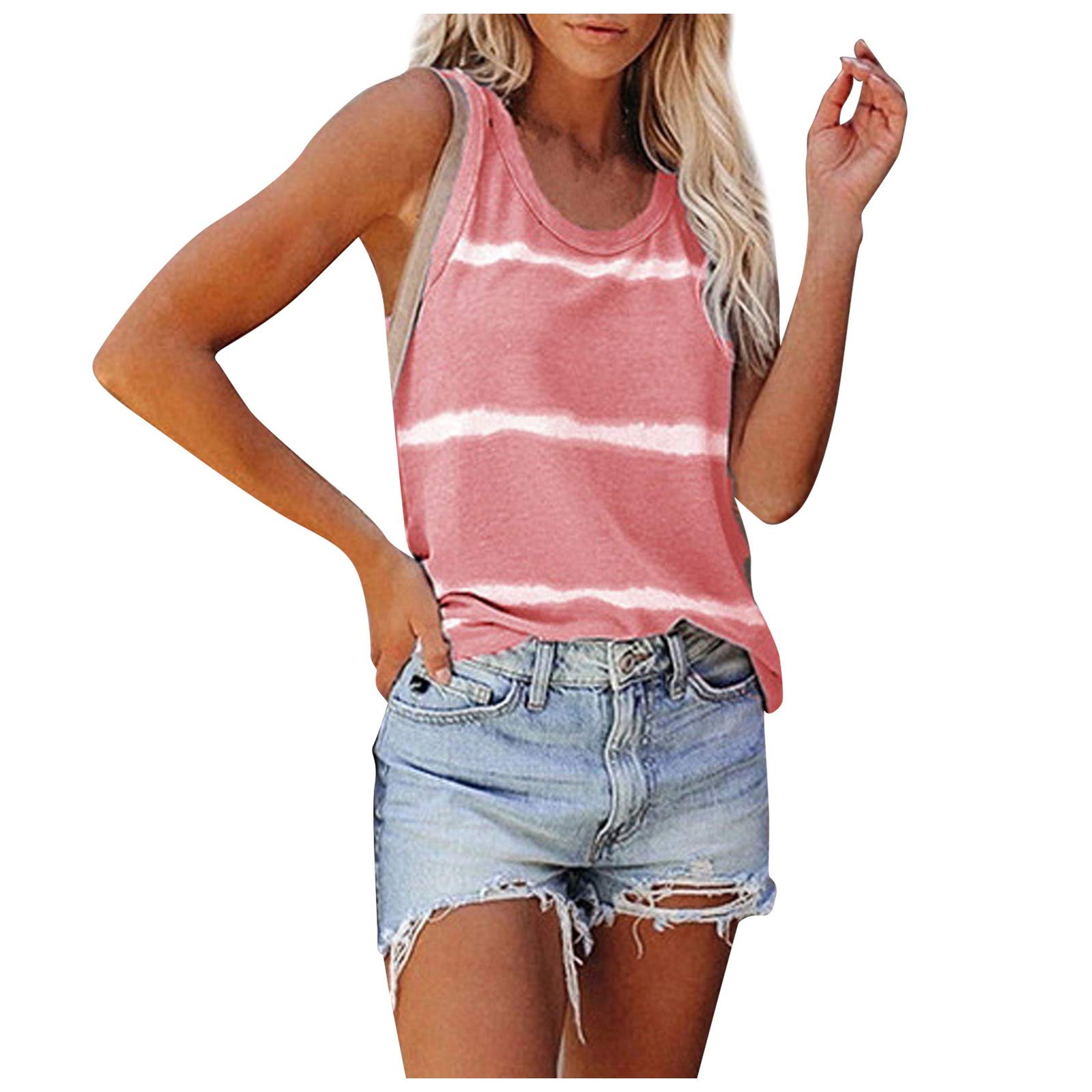 Women's Summer Sleeveless Tank Tops - Casual Striped Strappy Printed Blouses for Women | Perfect for Beach Outfits, Vacation Wear & Everyday Fashion