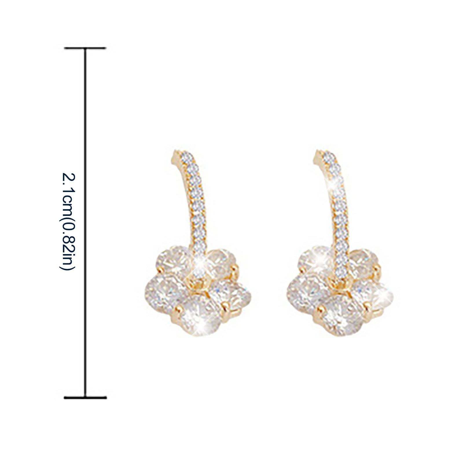 Crystal Petal Earrings - 2022 Trendy Long Drop Earrings with Fake Diamonds, Gold Hoop Earring Set for Multiple Piercings | Perfect for Parties, Weddings & Everyday Wear (One Size)