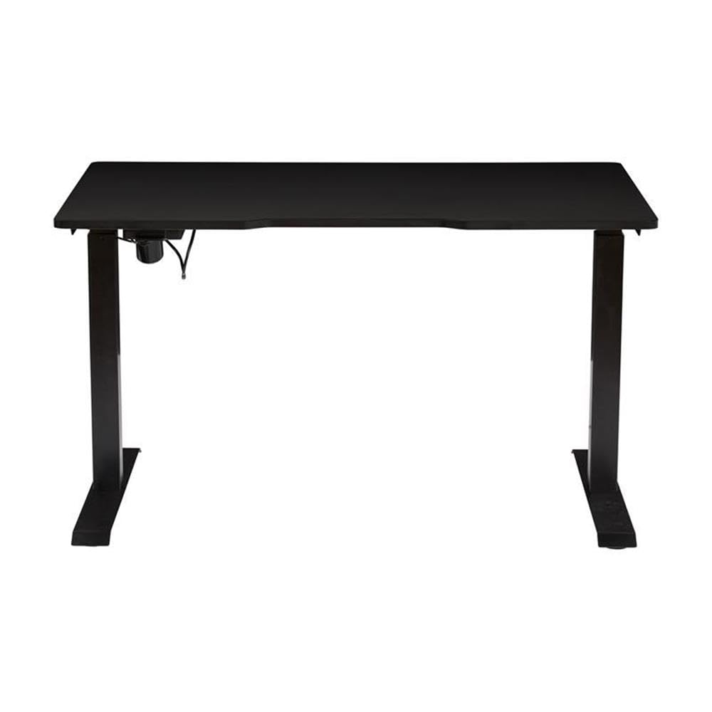 Pemberly Row Electric Height Adjustable Standing Desk - Black Eco Wood Finish - Ergonomic Home Office Desk for Work from Home & Gaming Setup