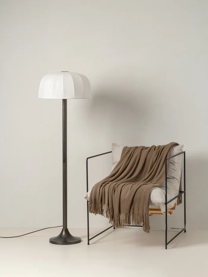 Ottino Bronze and Linen Floor Lamp - Modern Industrial Style Lighting for Living Room, Bedroom, or Office Decor