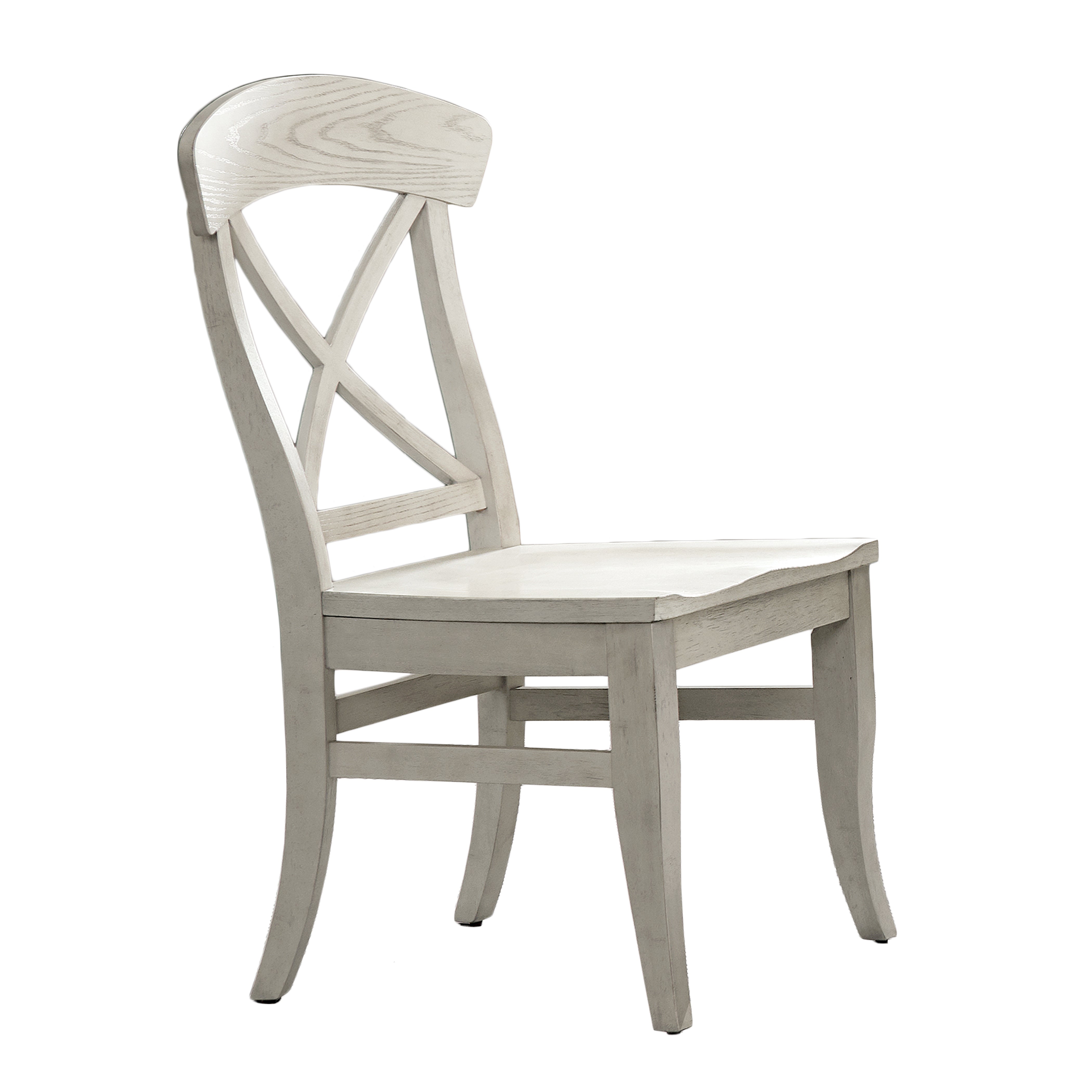 Roundhill Furniture Harola Cross Back Dining Chairs - Set of 2, Smoky White Finish - Modern Farmhouse Side Chairs for Kitchen, Dining Room & Breakfast Nook