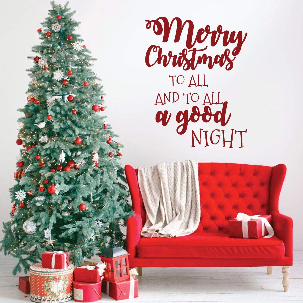 Merry Christmas Wall Decor - Holiday Vinyl Decal Stickers for Living Room, Family Room & Home Decor - Perfect for Christmas Tree, Fireplace & Window Decoration