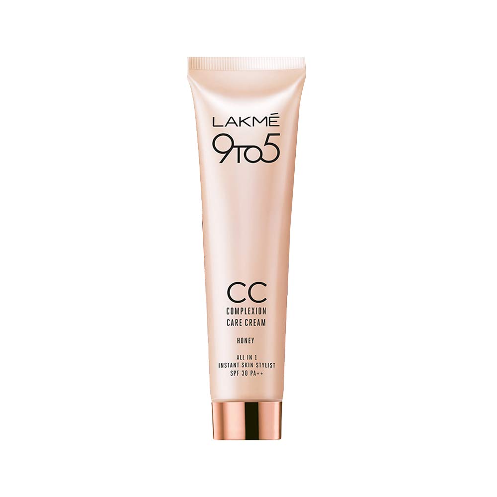Elle 18 Eye Drama Kajal - Matte Finish Bold Black Eyeliner (0.35g) & Lakmé 9 To 5 Complexion Care CC Cream in Honey (30g) - Long-Lasting Makeup Combo for Day to Night Looks