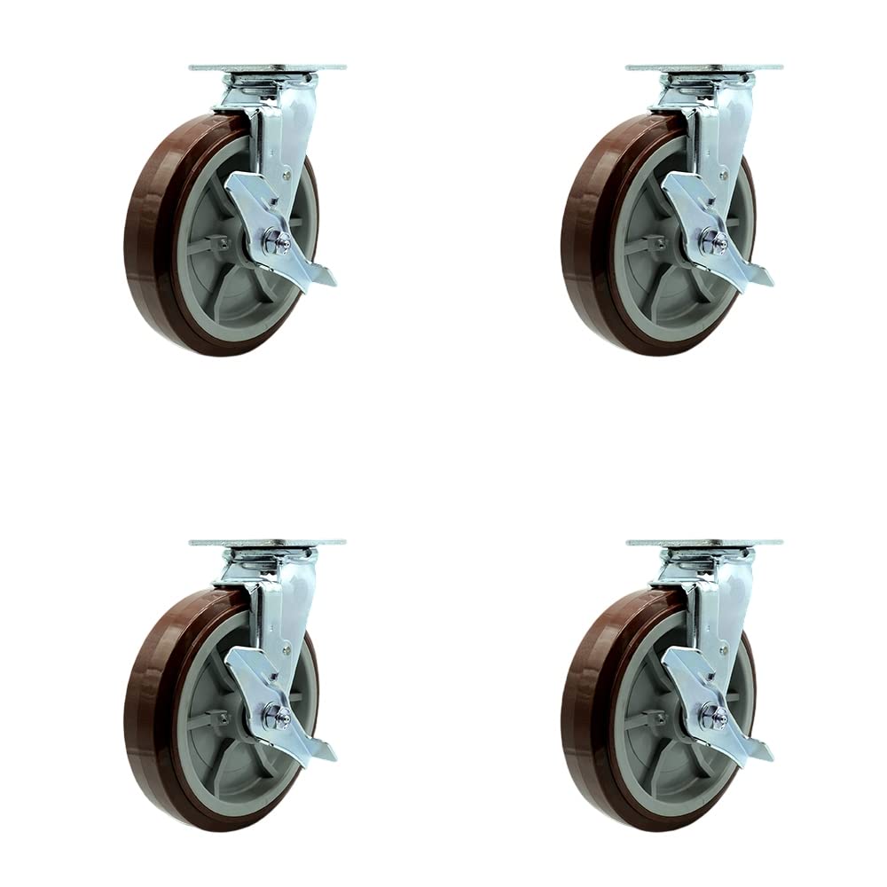 Greenlee MA6065 GMX Material Cart Caster Set - 4 Heavy Duty Swivel Casters with Brakes & Bolt-On Locks - Durable Industrial Wheels for Workshop, Garage & Warehouse Equipment Mobility