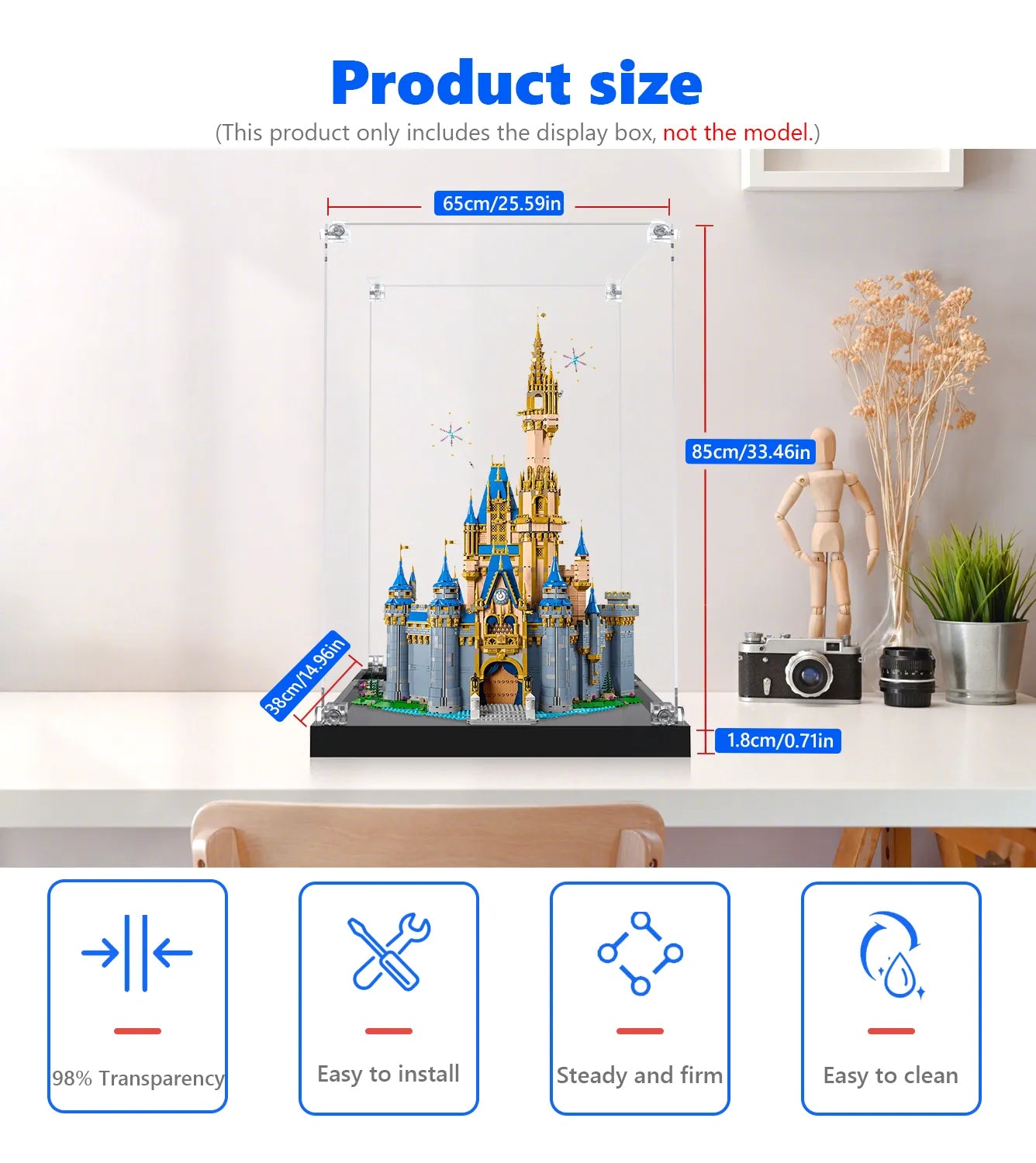 LEGO® Disney Mickey and Friends Disney Castle 43222 Display Case - Premium Acrylic Protector for Collectible Building Sets - Perfect for Showcase, Dust Protection & Home Decor