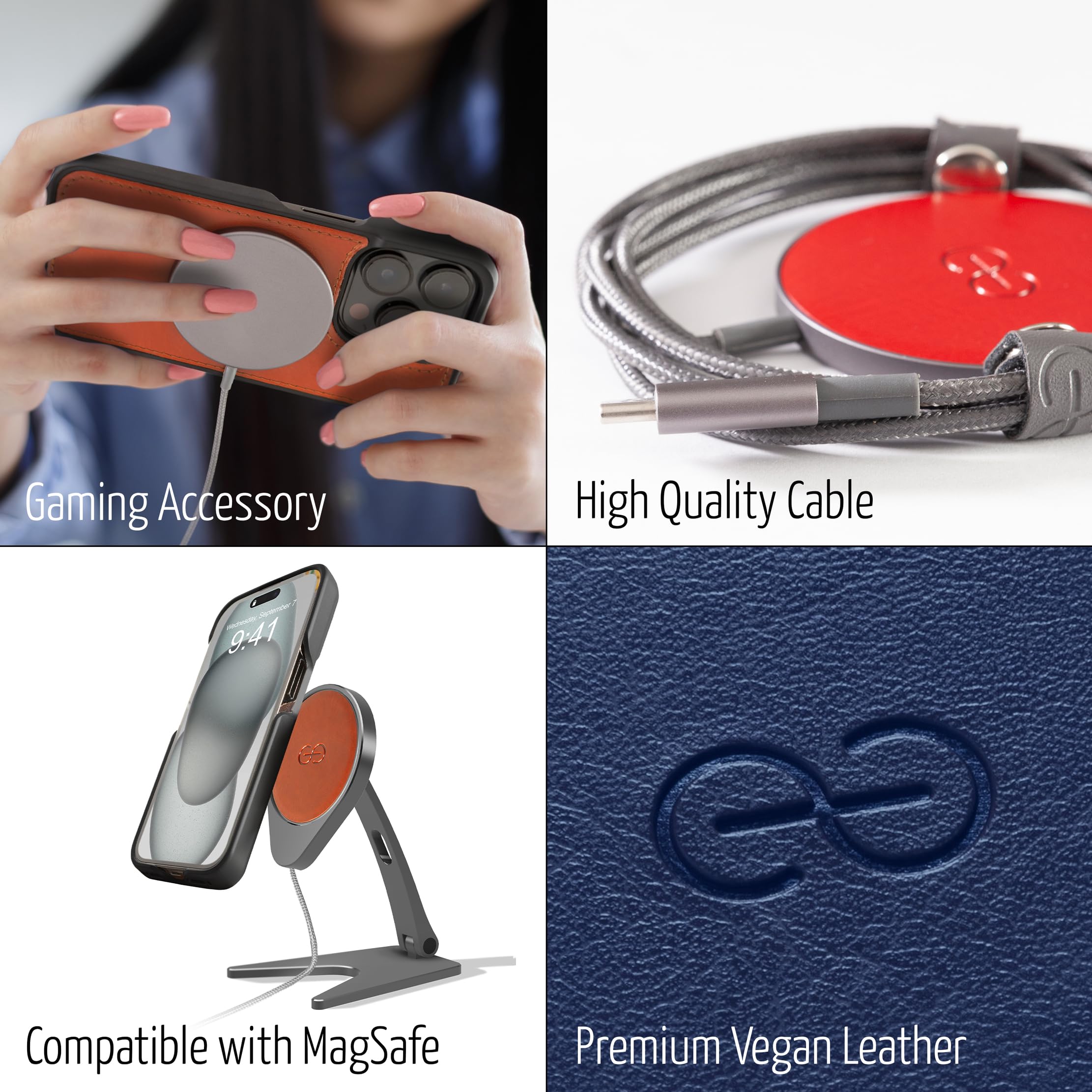 Dreem Empower Magnetic Wireless Charger Pad - Fast Qi-Certified Charging for iPhone 15/14/13/12 Pro/Max, AirPods, Samsung Galaxy - Premium Vegan Leather (Red) | Perfect for Nightstand, Office Desk & Car Charging Station