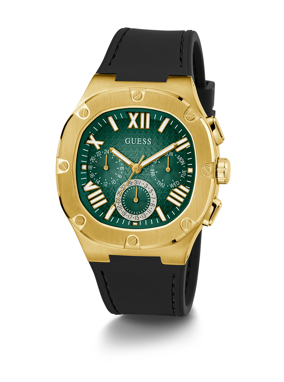 Premium Green Gold Headline Silicone Watch for Men & Women - Stylish Unisex Sports Watch for Running, Swimming & Outdoor Activities