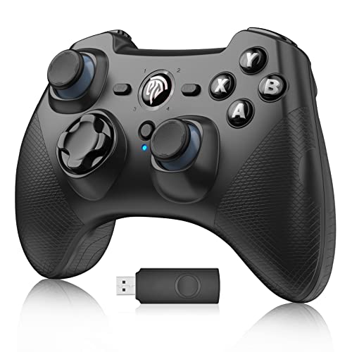 EasySMX Wireless Game Controller for PC, Steam, PS3, TV Box & Nintendo Switch - 2.4G Ergonomic Gamepad with Dual Vibration & 14-Hour Battery Life (Black) | Perfect for Gaming, Streaming & Entertainment