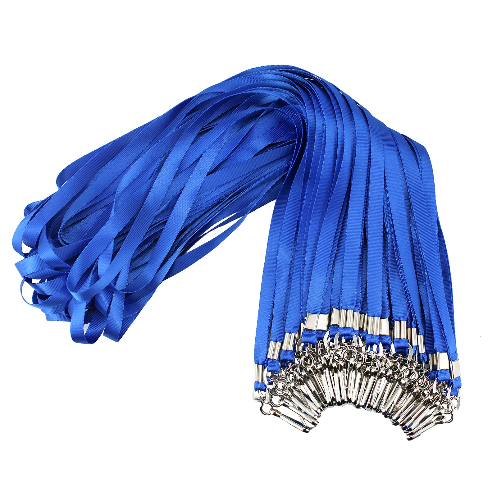 Bulk ID Badge Lanyards with Swivel Hook - 100 Pack (Blue) for Office & Events