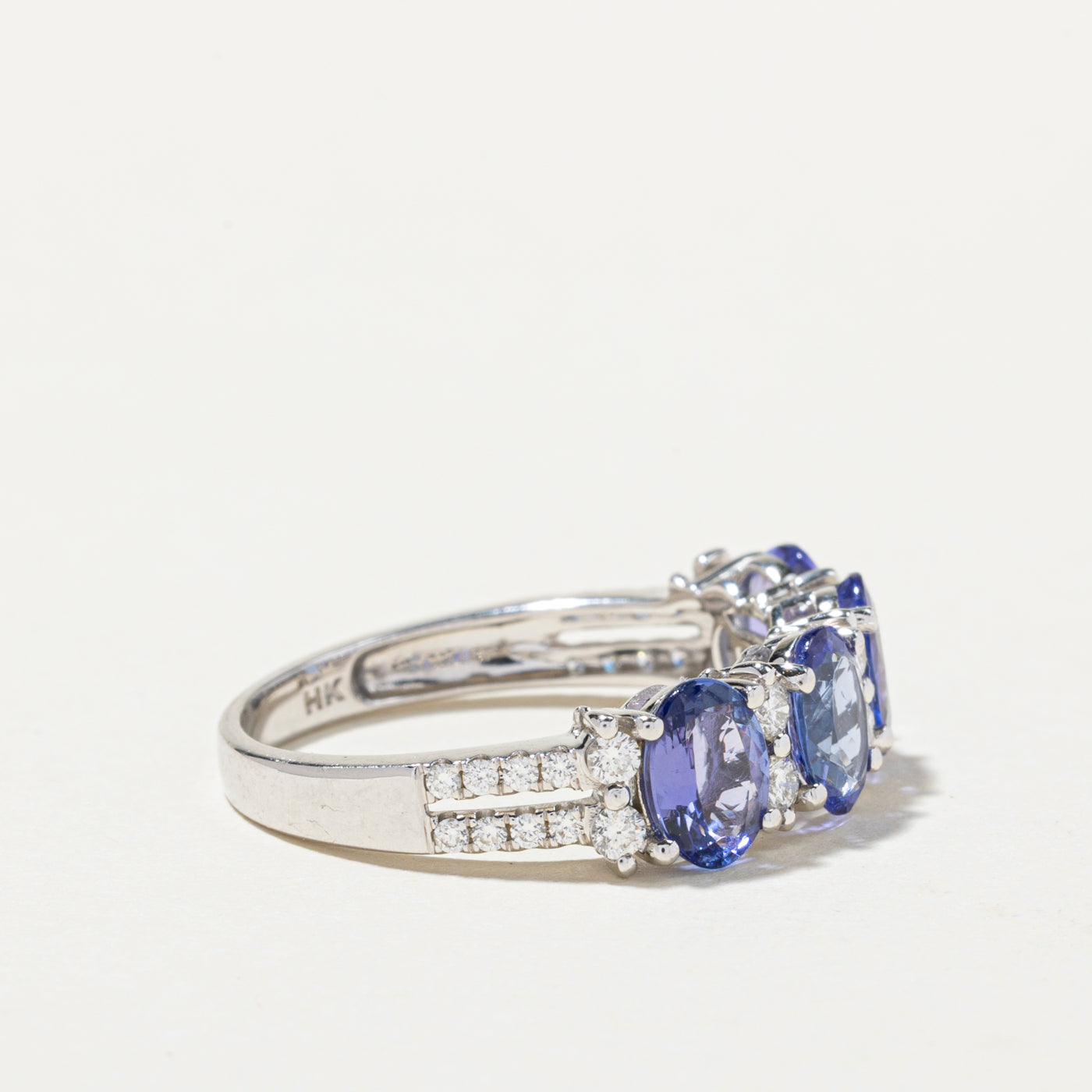 Exquisite 3.51ctw Four Stone Tanzanite & Diamond Ring (0.61ctw Diamonds) - Size 10.25 | Elegant Jewelry for Weddings, Anniversaries & Special Occasions