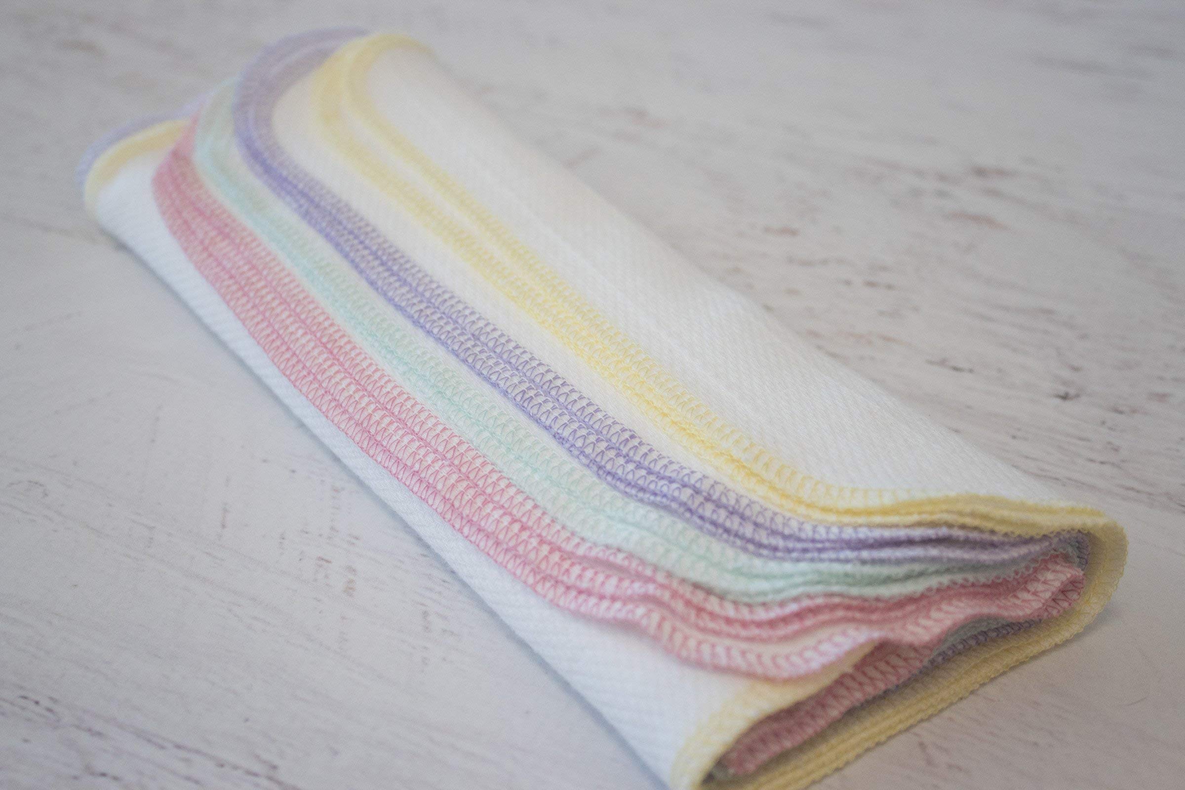Eco-Friendly Reusable Paper Towels - 12 Pack Spring Color Cotton Kitchen Towels (Bright White) for Sustainable Cleaning & Dish Drying | Perfect for Eco-Conscious Homes & Zero-Waste Living