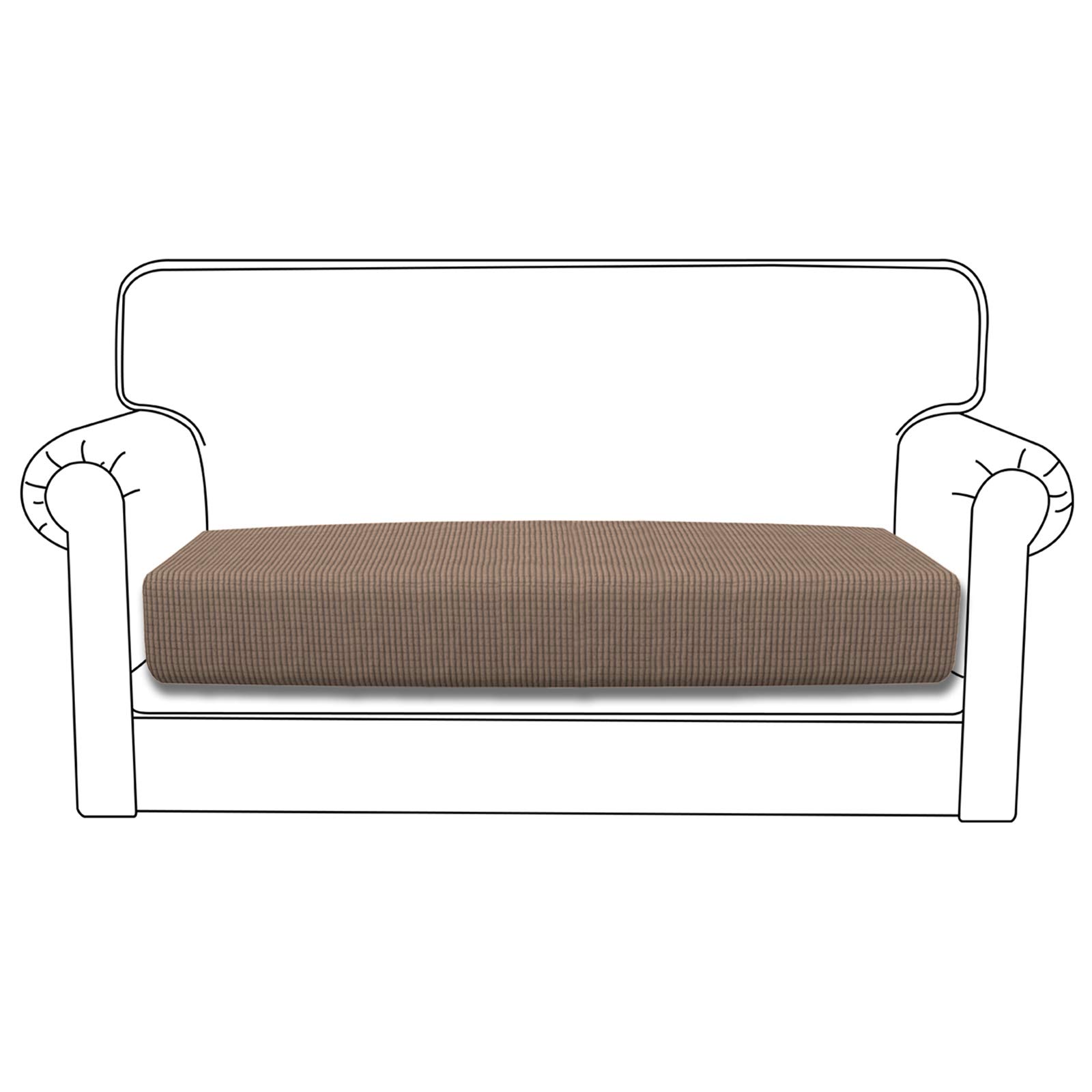Stretch Loveseat Cushion Cover - Soft Elastic Sofa Slipcover Protector for Furniture (Camel Color) - Perfect for Living Room, Bedroom, or Office Seating Protection
