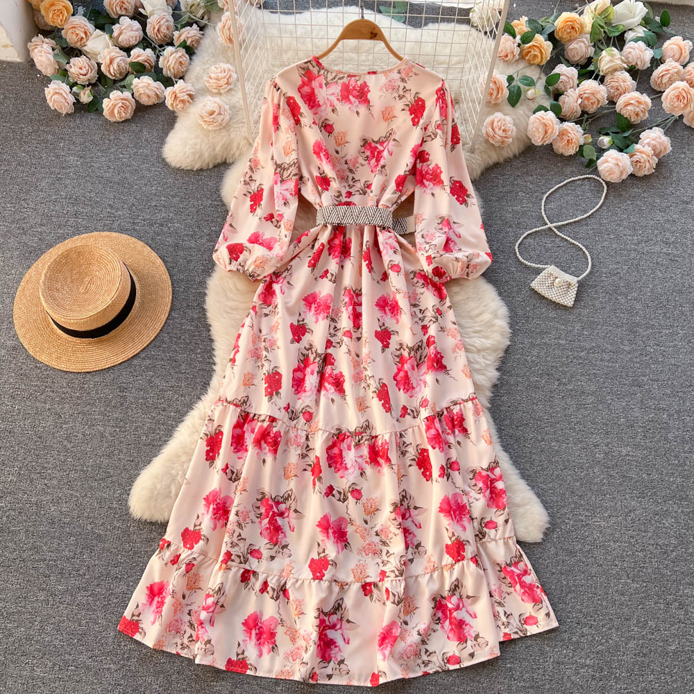 New Puff Sleeve Printed Floral Dress - Fairy Long Skirt for Women | Elegant Summer Maxi Dress for Beach, Party & Boho Style Outfits