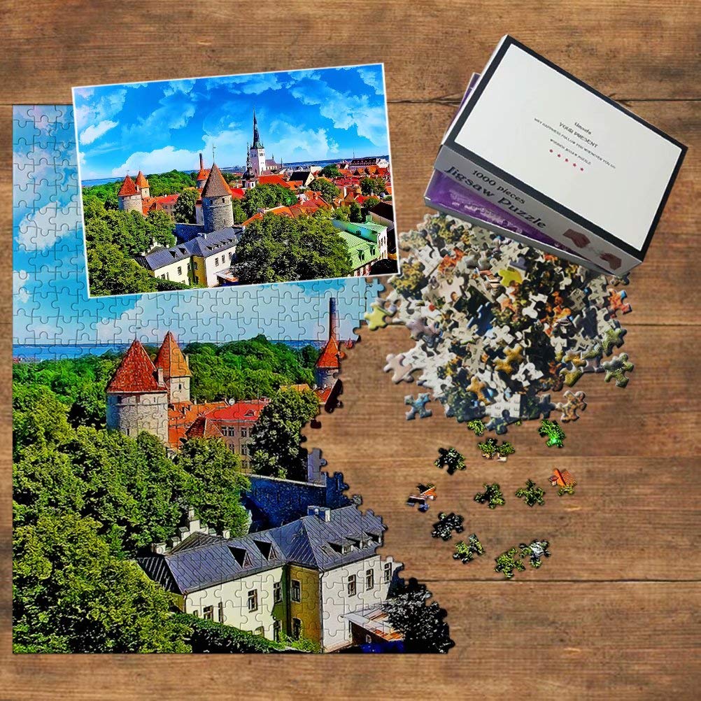 1000-Piece Estonia Jigsaw Puzzle - Old Town Tallinn Wooden Travel Souvenir for Adults & Teens | Perfect for Home Decor, Family Game Night & Educational Gift