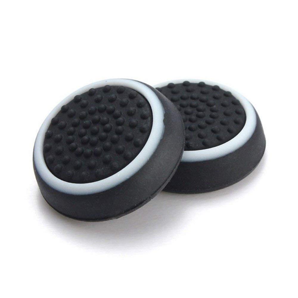 Nintendo Switch Joy-Con Silicone Thumb Grip Caps - Black & White Analog Stick Covers for Enhanced Gaming Comfort | Perfect for NS Controller Protection & Improved Grip During Long Play Sessions