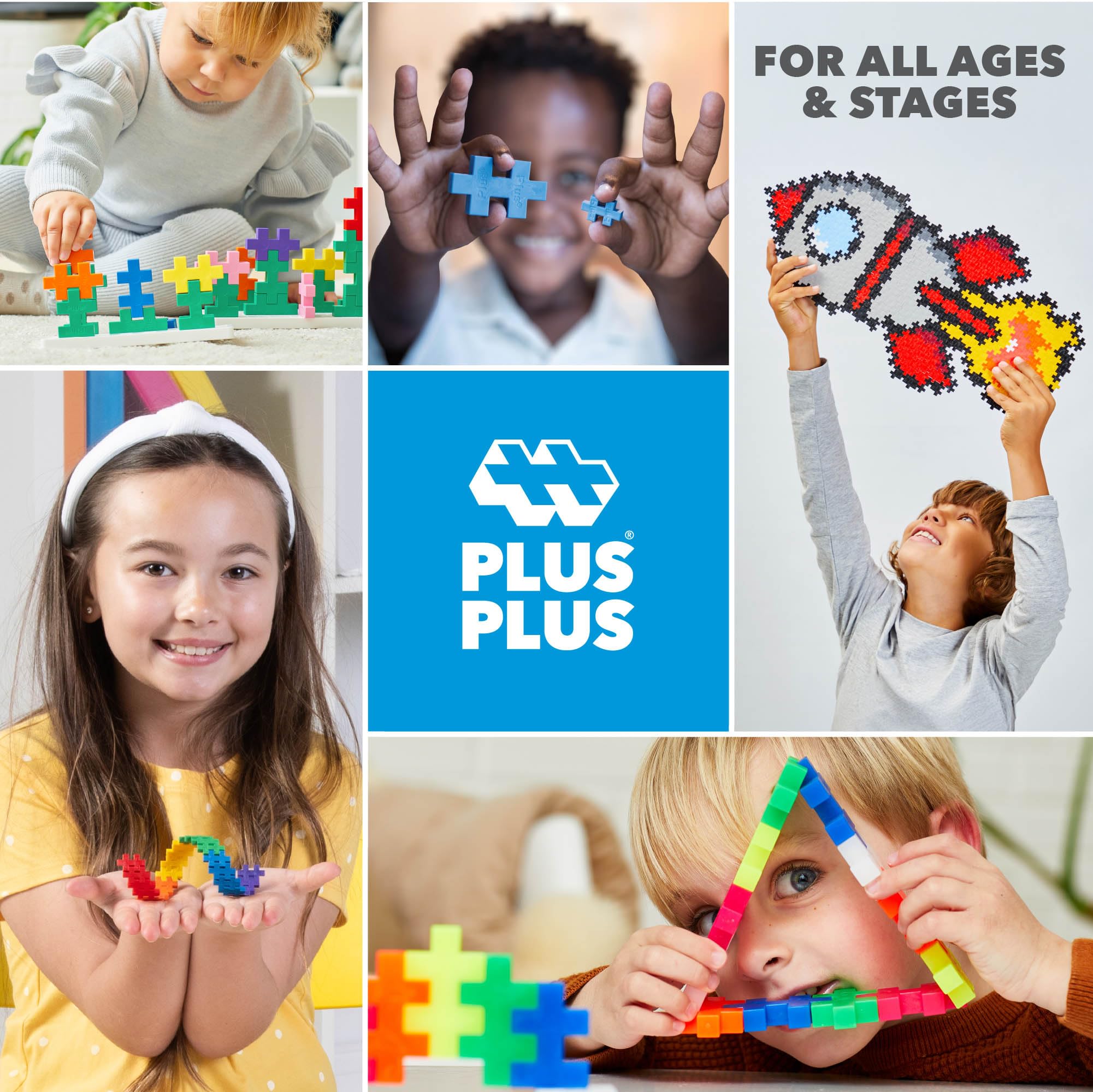 Plus Plus 3D Puzzle Building Blocks - 70 Piece Mini Interlocking Construction Set for Kids | STEM Educational Toys | Creative Holiday Activities & Snowflake Maker Tube for Christmas Winter Play