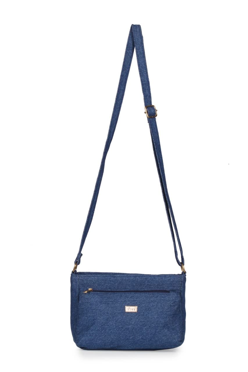 Women's Blue Denim Crossbody Purse - Multipocket Sling Bag for Phone & Wallet | Travel & Daily Use