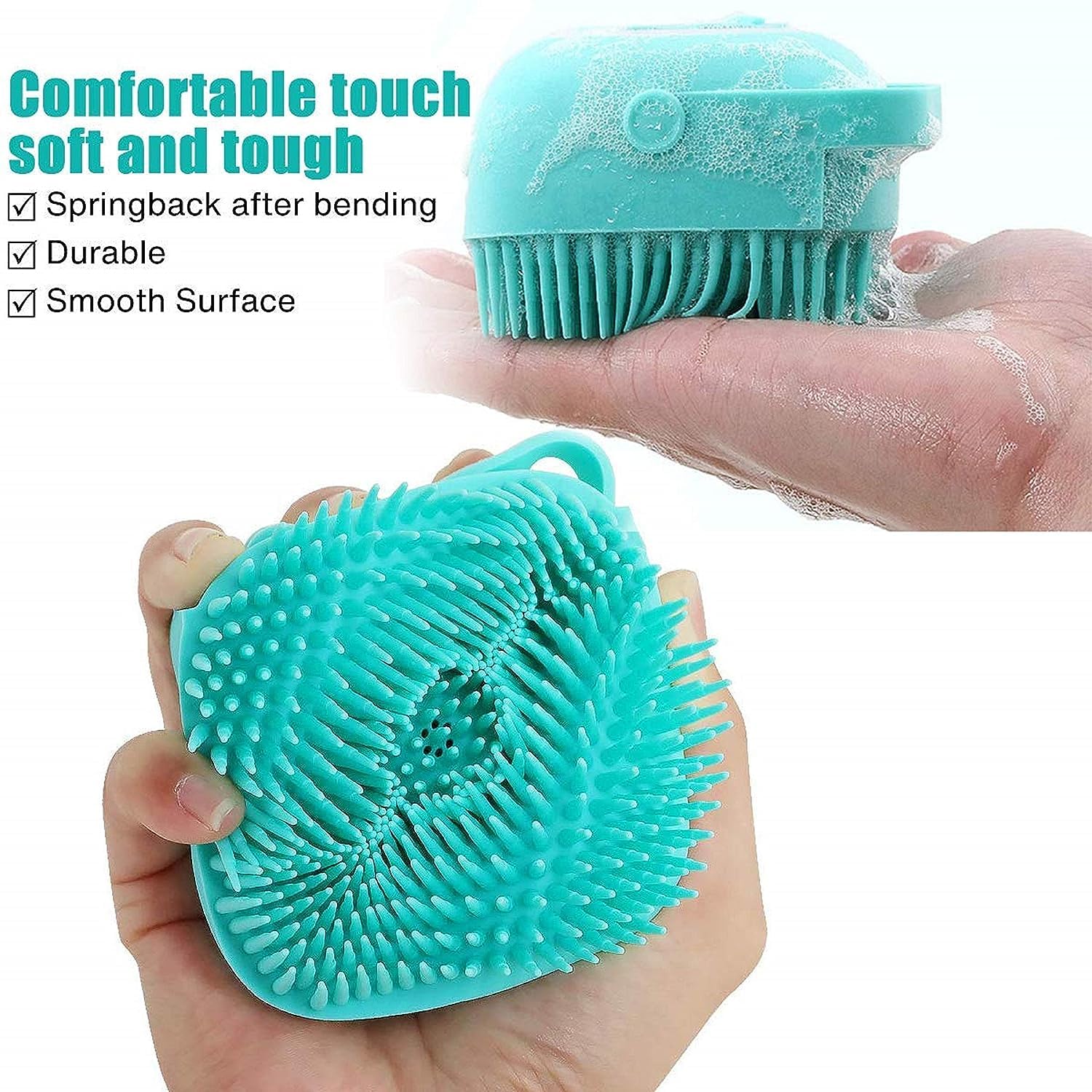 ABDobariya 2-in-1 Silicone Bath Brush with Soap Dispenser - Exfoliating Body Scrubber & Shampoo Massage Brush for Shower, Bath & Spa - Gentle Silicone Loofah for Sensitive Skin (Mint Green) - Perfect for Relaxing Bath Time, Deep Cleansing & Skin Exfoliation