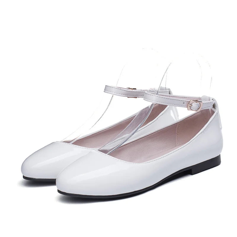 Spring Women's Flat Loafers - Casual Elegant Shoes with Ankle Straps | Red, Pink & White Footwear | Perfect for Daily Wear, Office & Dance Parties | Comfortable Slip-On Shoes for Women