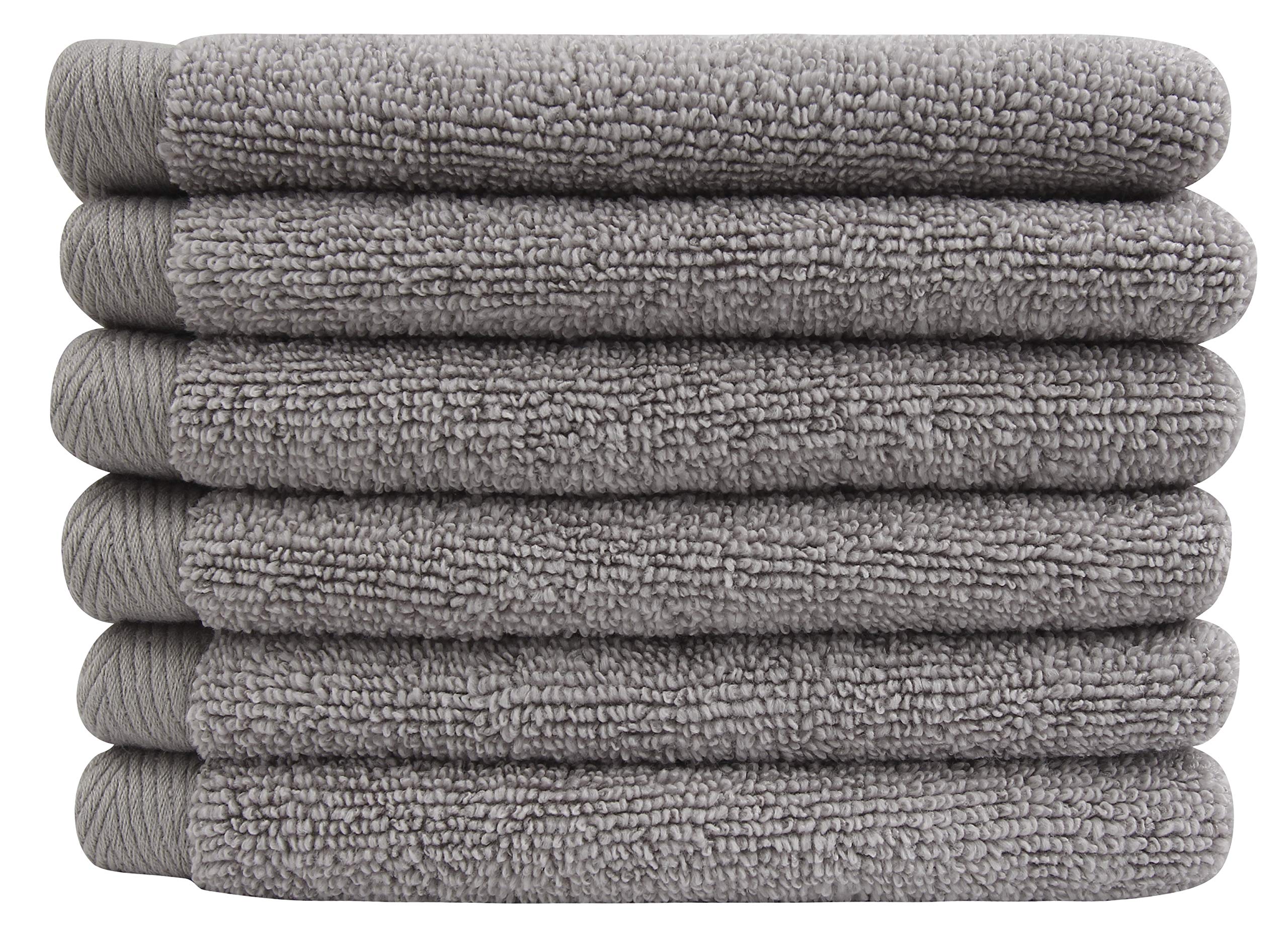 Everplush Flat Loop Quick-Dry Towel Set - 6 Pack Super Soft Washcloths in Ash Gray | Perfect for Gym, Travel, Spa & Bathroom Essentials