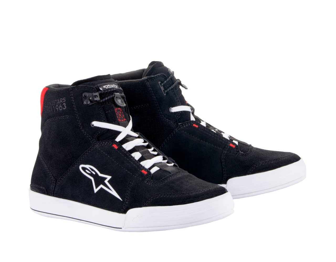 Alpinestars Chrome Men's Motorcycle Riding Shoes - Black/White/Bright Red - Size 10.5 USA - Durable & Comfortable for Street Riding & Cruising