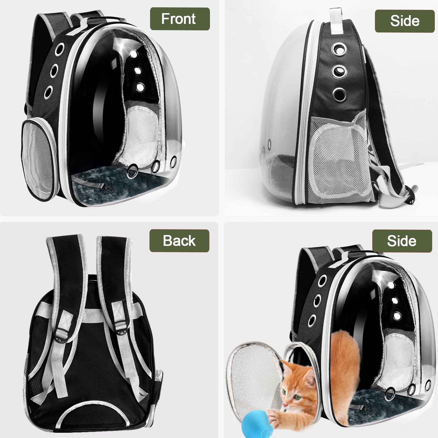 Ventilated Cat Backpack Carrier - Airline Approved Pet Travel Backpack for Small Dogs & Cats, Lightweight & Breathable Design for Hiking, Camping, Outdoor Adventures (Black) - Perfect for Travel, Vet Visits & Daily Commutes