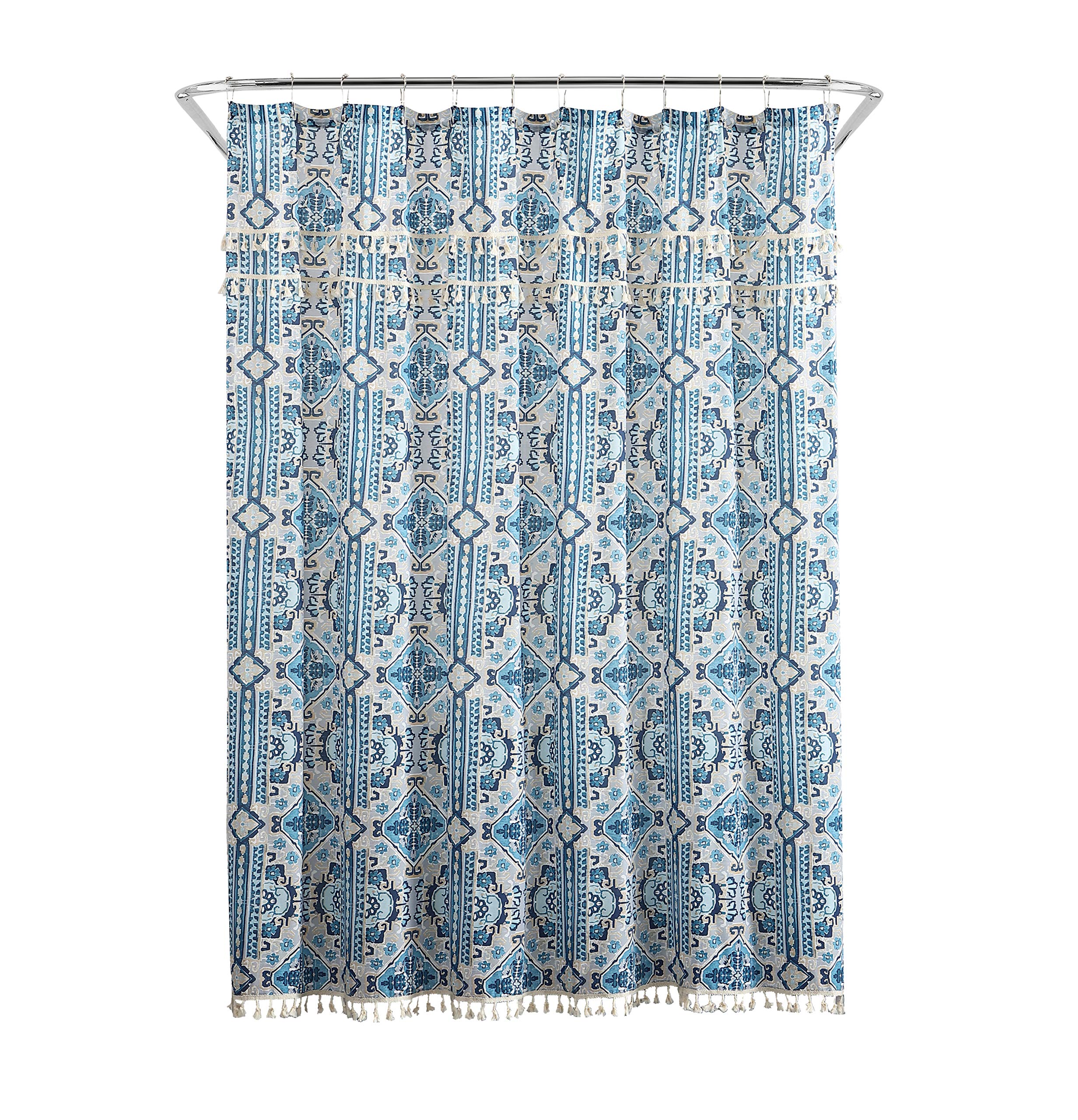 Peach & Oak Waterproof Shower Curtain 72x72 Inches - Tatum Pattern Bathroom Decor for Modern & Farmhouse Style Homes