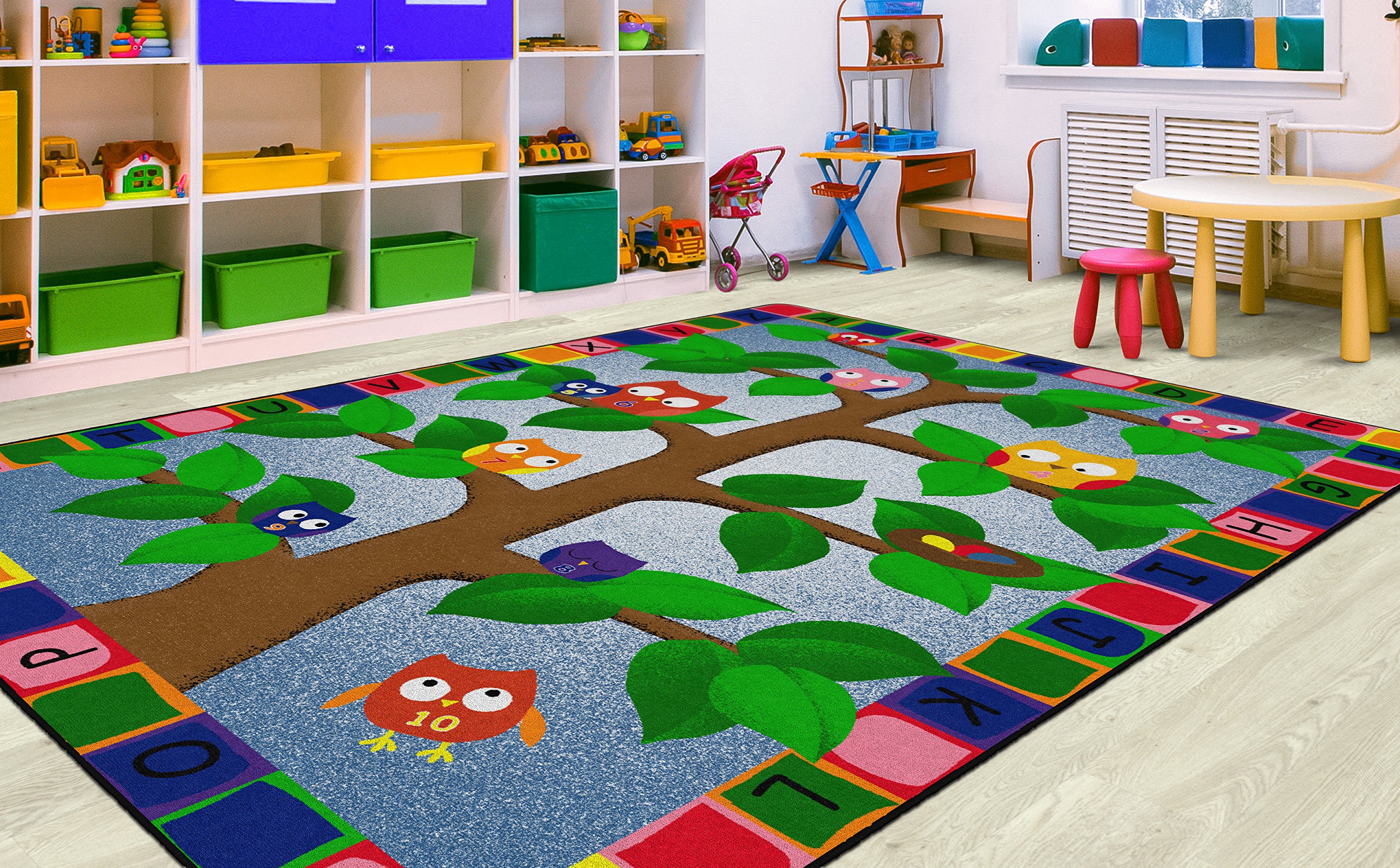 Alphabet Owls Educational Area Rug for Kids - 7'6