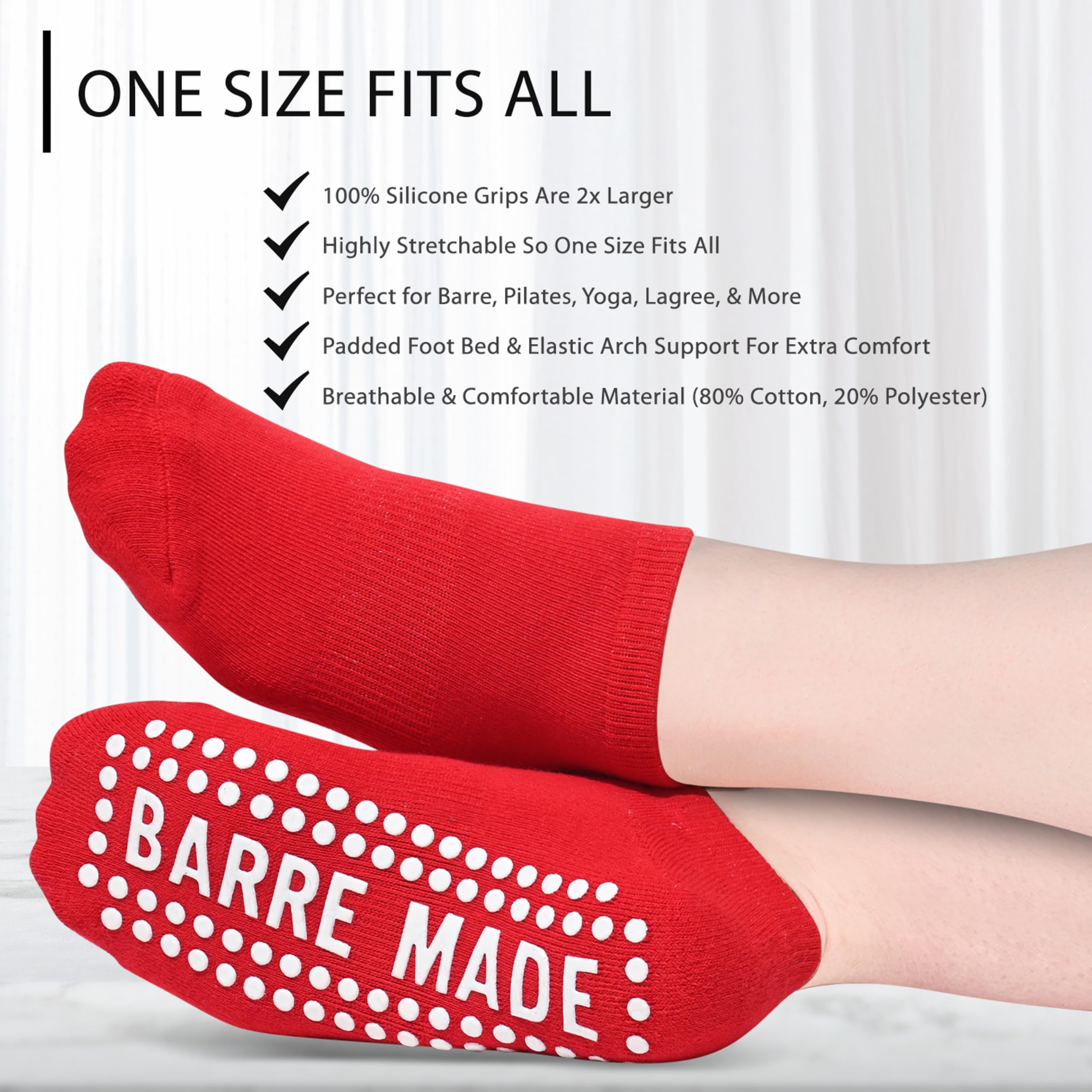 Non-Slip Sticky Grip Socks for Women - Perfect for Barre, Pilates, Lagree, Yoga & Dance - Stay Secure During Workouts & Home Fitness Sessions