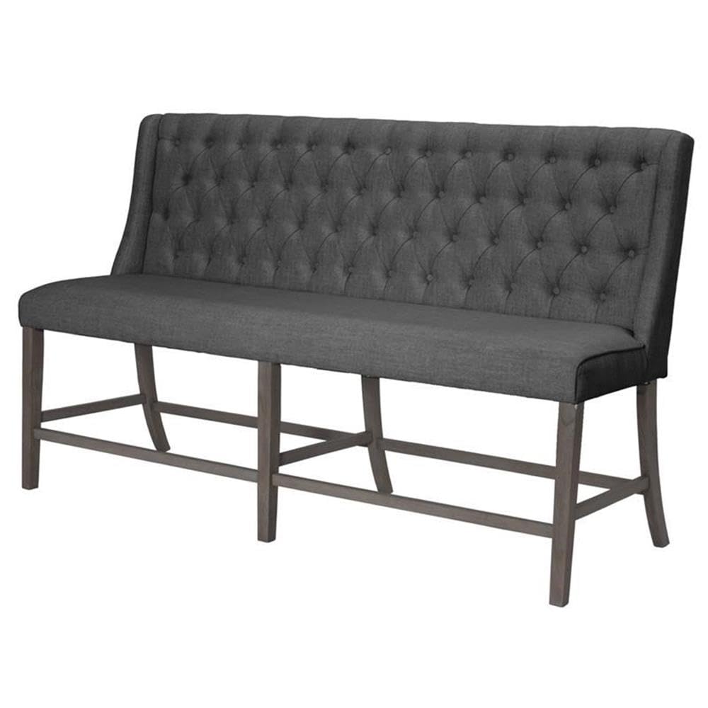 Premium Solid Wood Dining Bench with Cushion - Gray - Perfect for Kitchen, Dining Room & Breakfast Nook