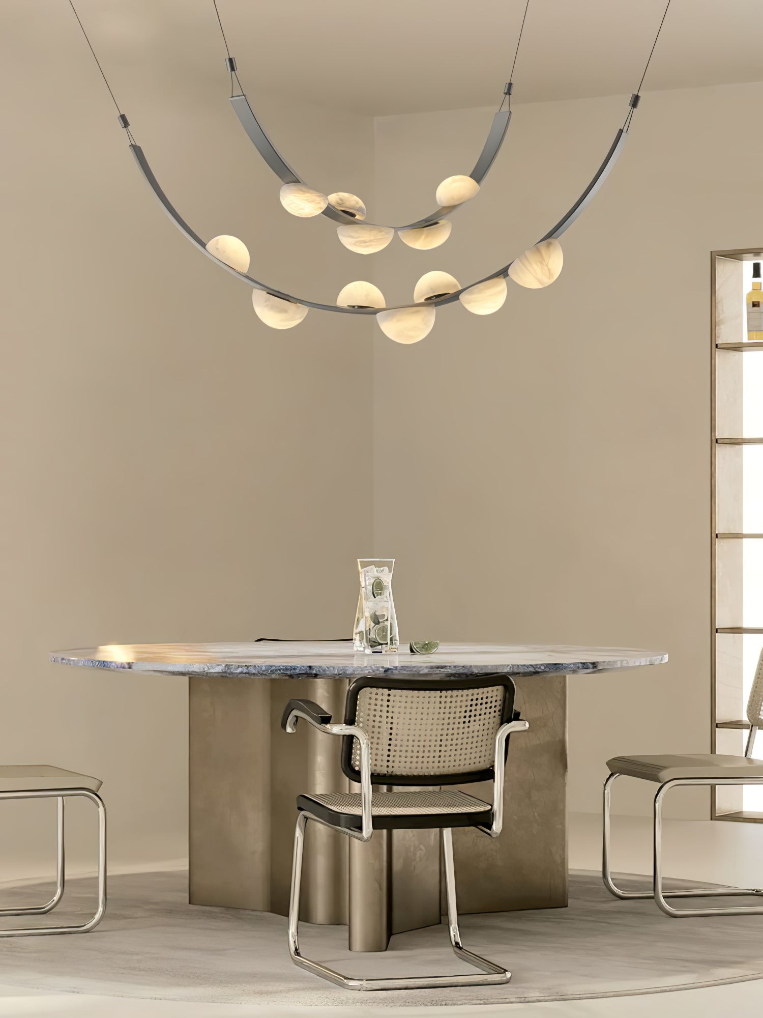 Elegant Dew Drops Alabaster Crystal Chandelier - Modern Ceiling Light Fixture for Dining Room, Living Room & Bedroom Decor
