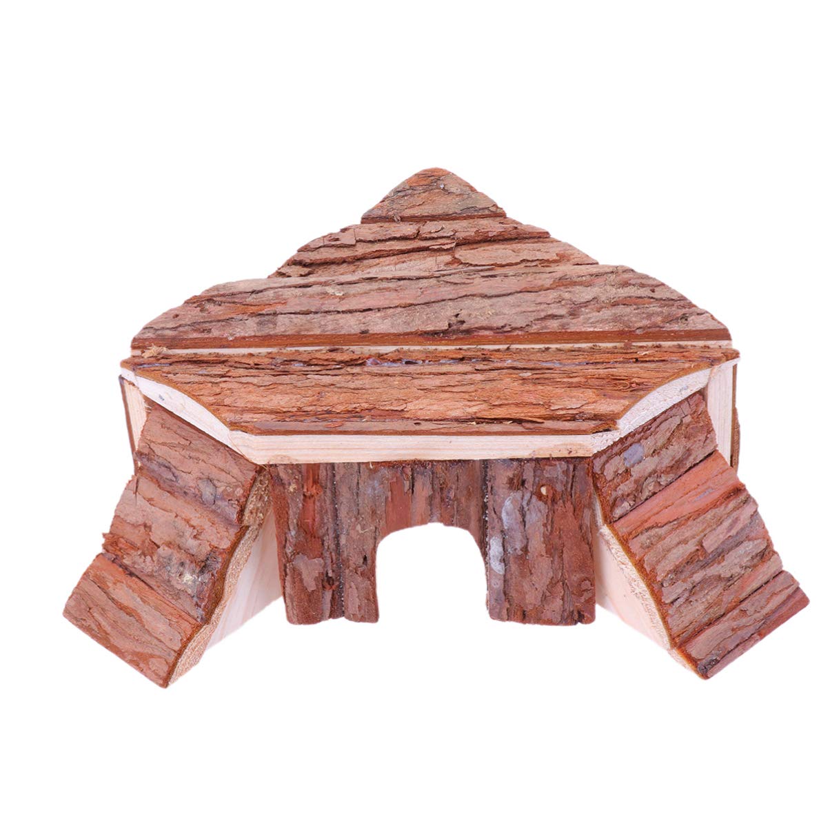 Balacoo Natural Wooden Hamster Hideout & Play Cottage - 1PC Eco-Friendly Pet Hamster Hut with Platform for Dwarf Hamsters, Gerbils & Small Pets - Perfect for Cage Decoration & Enrichment Activities