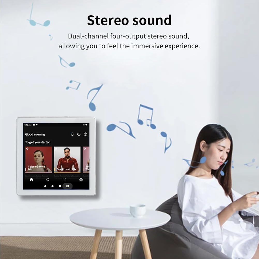 iFutniew Mini 8 Ohm Bluetooth Amplifier - 4x25W Stereo Home Theater System with Android 10.0, WiFi & Bluetooth - White Wall Mountable Amp for Background Music & Multi-Room Audio