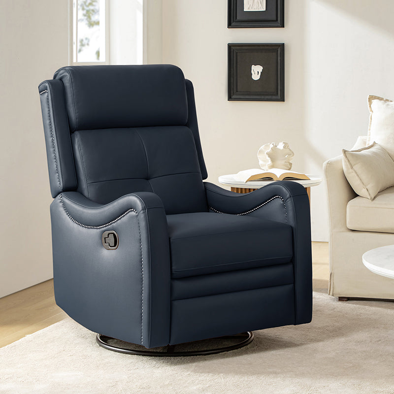 Amelia Genuine Leather Swivel Rocker Recliner Chair - Comfortable Living Room Furniture for Relaxing, Reading & Watching TV