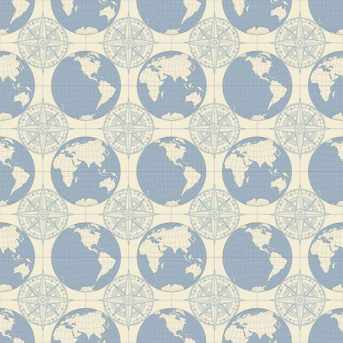 Blue Globe Peel and Stick Removable Wallpaper 8062 - Self-Adhesive Wall Decor for Bedroom, Nursery, Office & Home Renovation