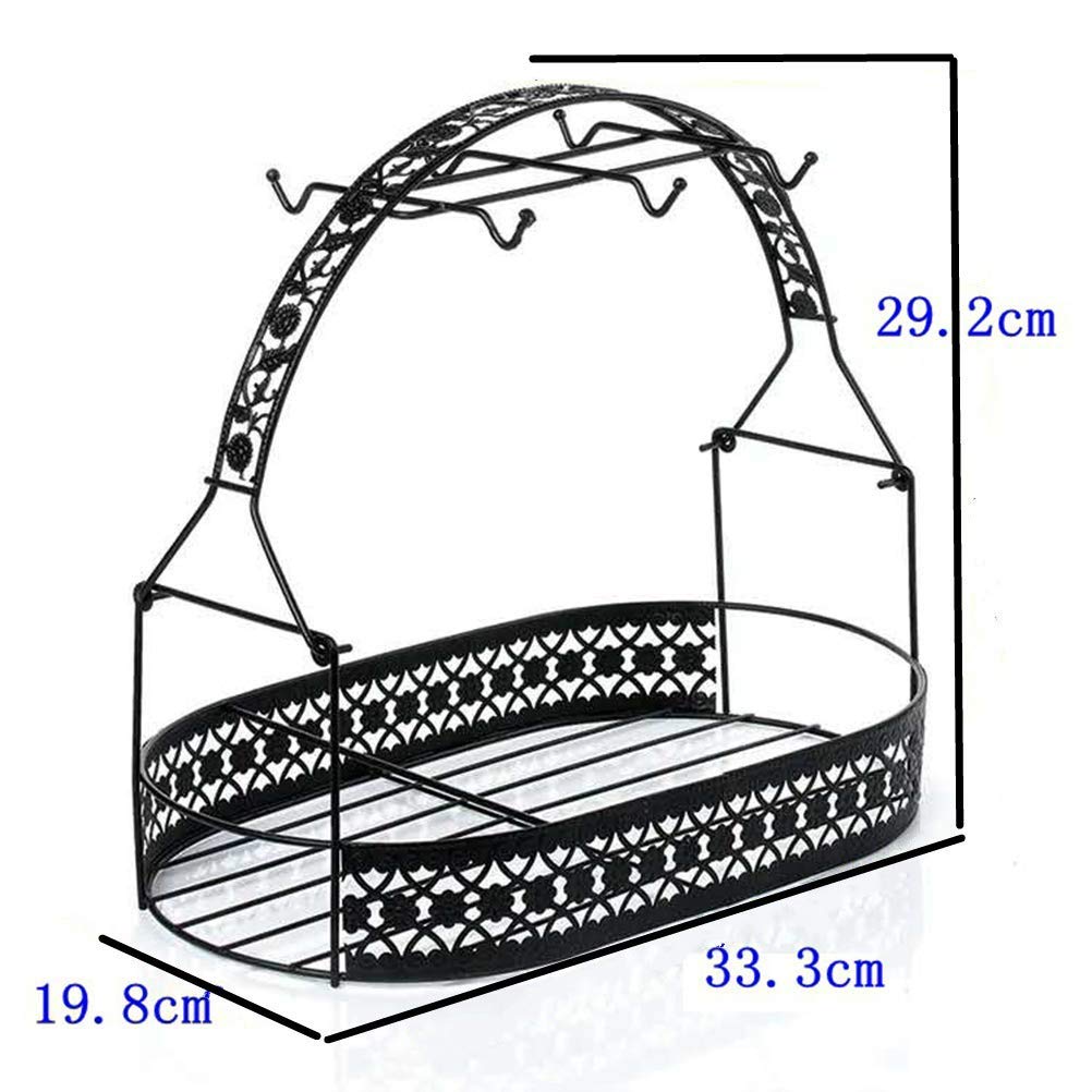 Premium Wrought Iron Coffee Cup Holder Stand - Mug Rack & Dish Organizer with Drainer - Countertop, Cabinet & Table Storage Drying Rack for Kitchen, Restaurant & Office Use (Black) - Perfect for Organizing Mugs, Cups & Dishes While Drying