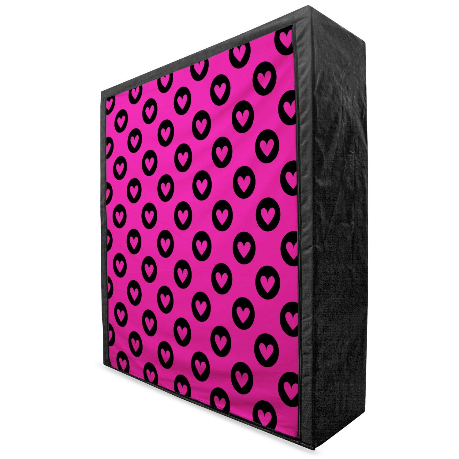 Ambesonne Portable Fabric Wardrobe with Pink Hearts & Black Spots Pattern - 59