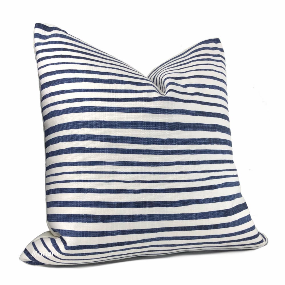 Navy Blue and White Stripe Pillow Cover - Catalina Design - Decorative Throw Pillow Case for Sofa, Bed, Couch - Home Decor Accent