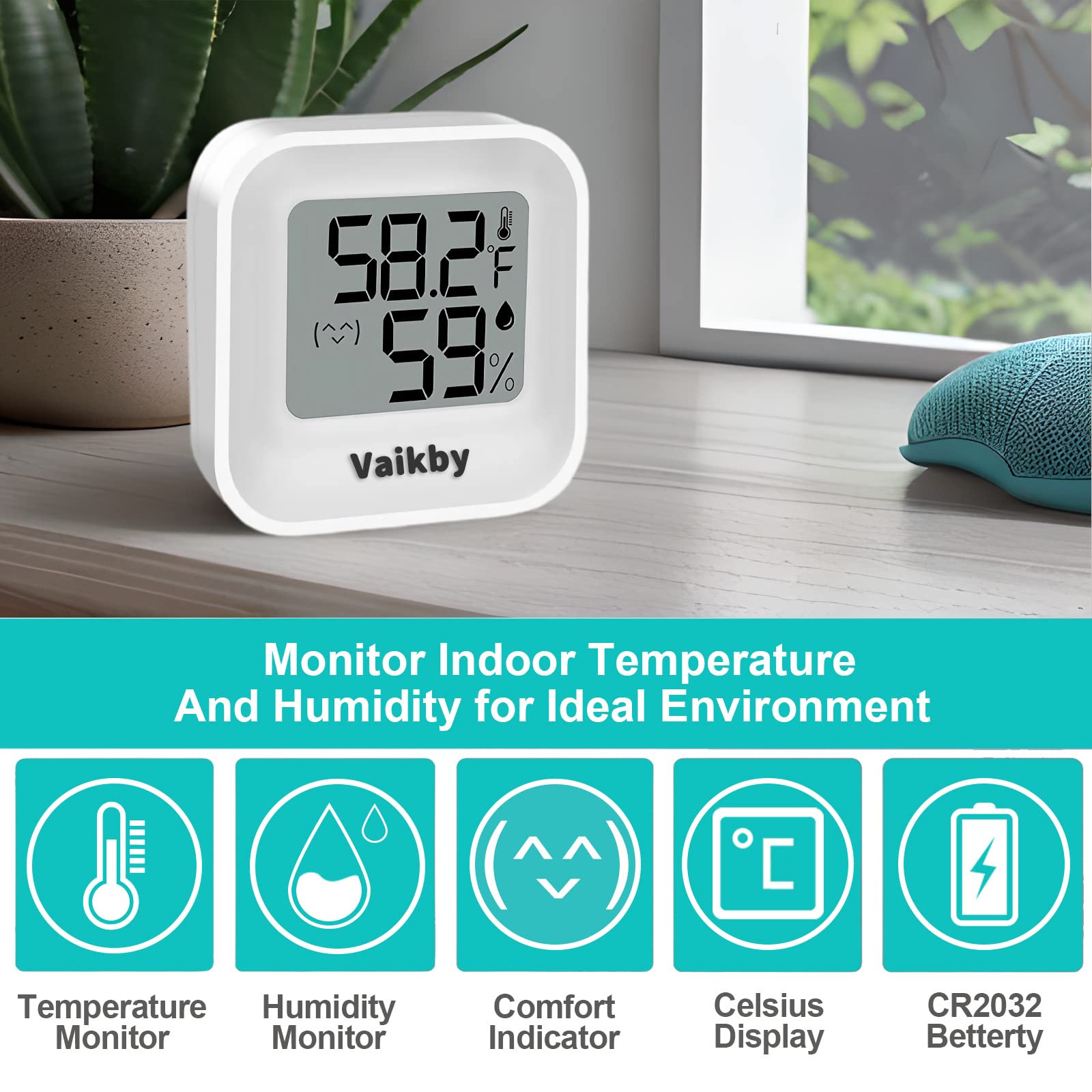 4-Pack Digital Hygrometer & Indoor Thermometer - Accurate Humidity & Temperature Monitor for Home, Nursery, Office | Perfect for Baby Rooms, Greenhouses & Climate Control