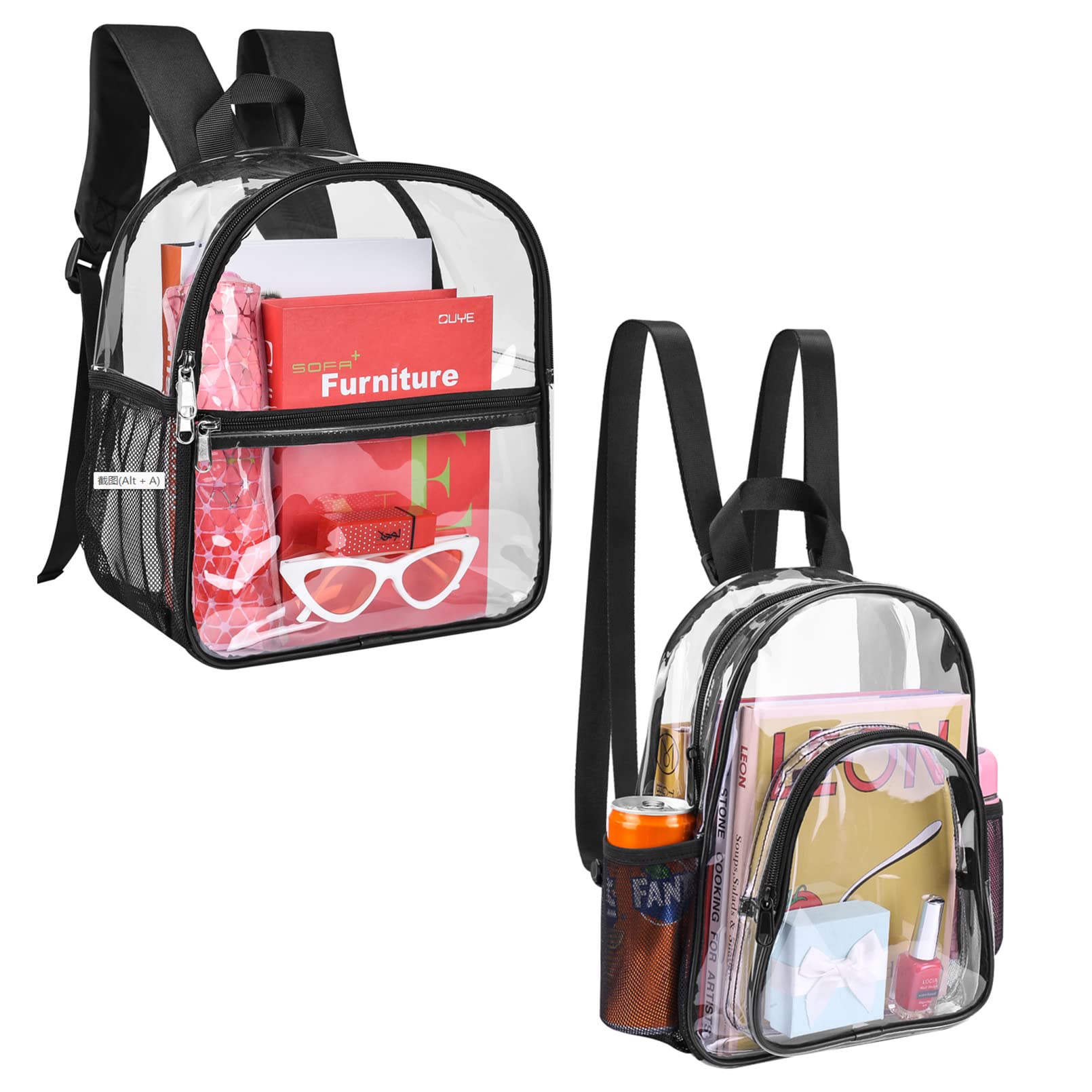 Stadium Approved Clear Mini Backpack - Small Transparent Backpack for Work, Travel, Concerts, Beach & Sports | Perfect for Security Checks, Music Festivals, Gym & School