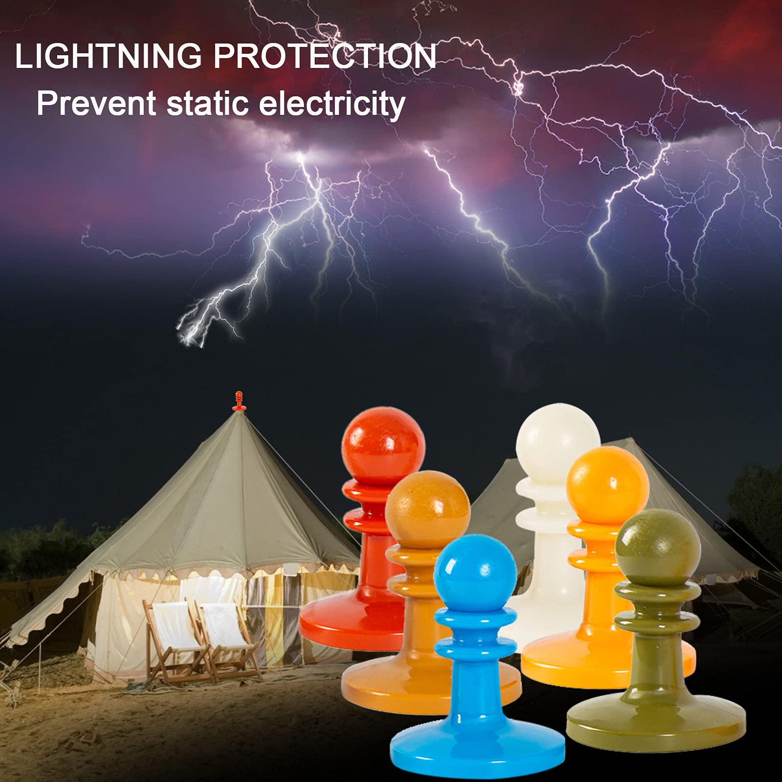 4 Pack Insulated Tent Pole Toppers for Camping & Hiking - Lightning Protection, Durable White Pole Caps for Backpacking Tents - Perfect for Outdoor Adventures & Stormy Weather Protection