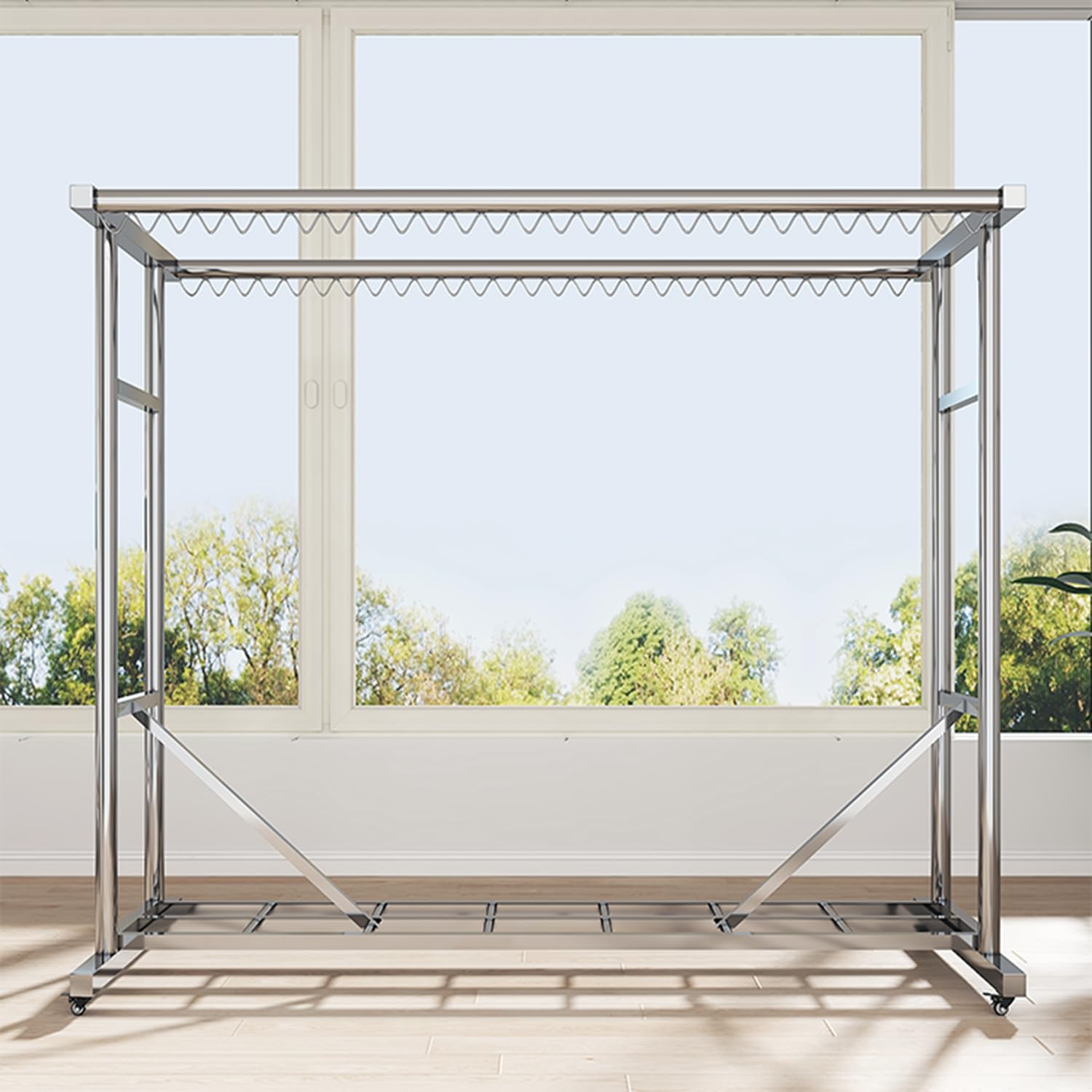 Sturdy 78.7IN Clothes Drying Rack for Indoor & Outdoor Use - Large Garment Rack with 59IN Height - Perfect for Laundry Room, Balcony & Small Spaces